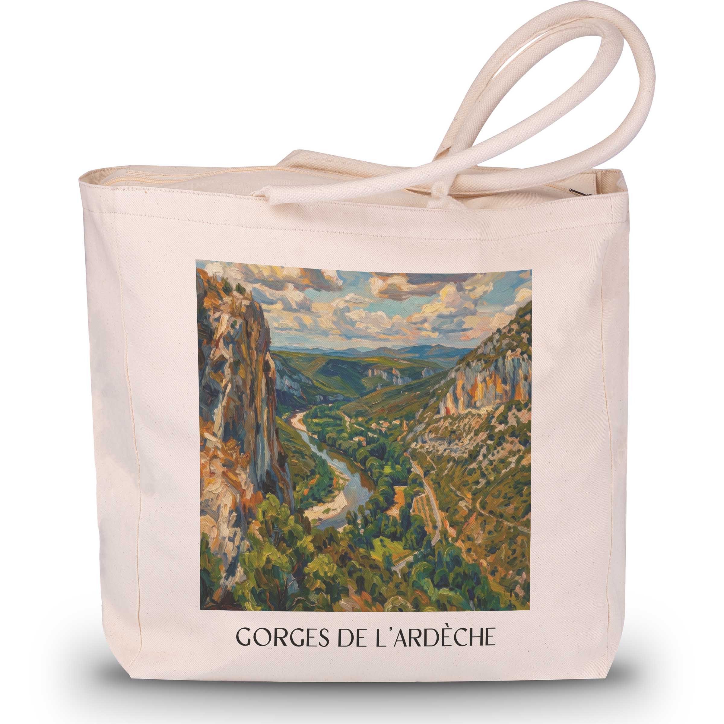 gorges-de-l'ardèche-ardèche-frankreich-einkaufstasche-oil-painting-oelgemaelde
