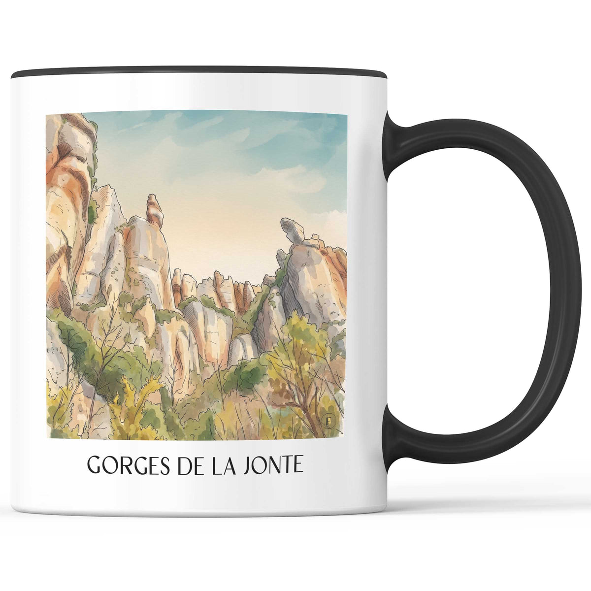 Gorges de la Jonte Kaffeebecher - Okzitanien - Frankreich Becher - Kaffeetasse im Aquarell Stil - favplace