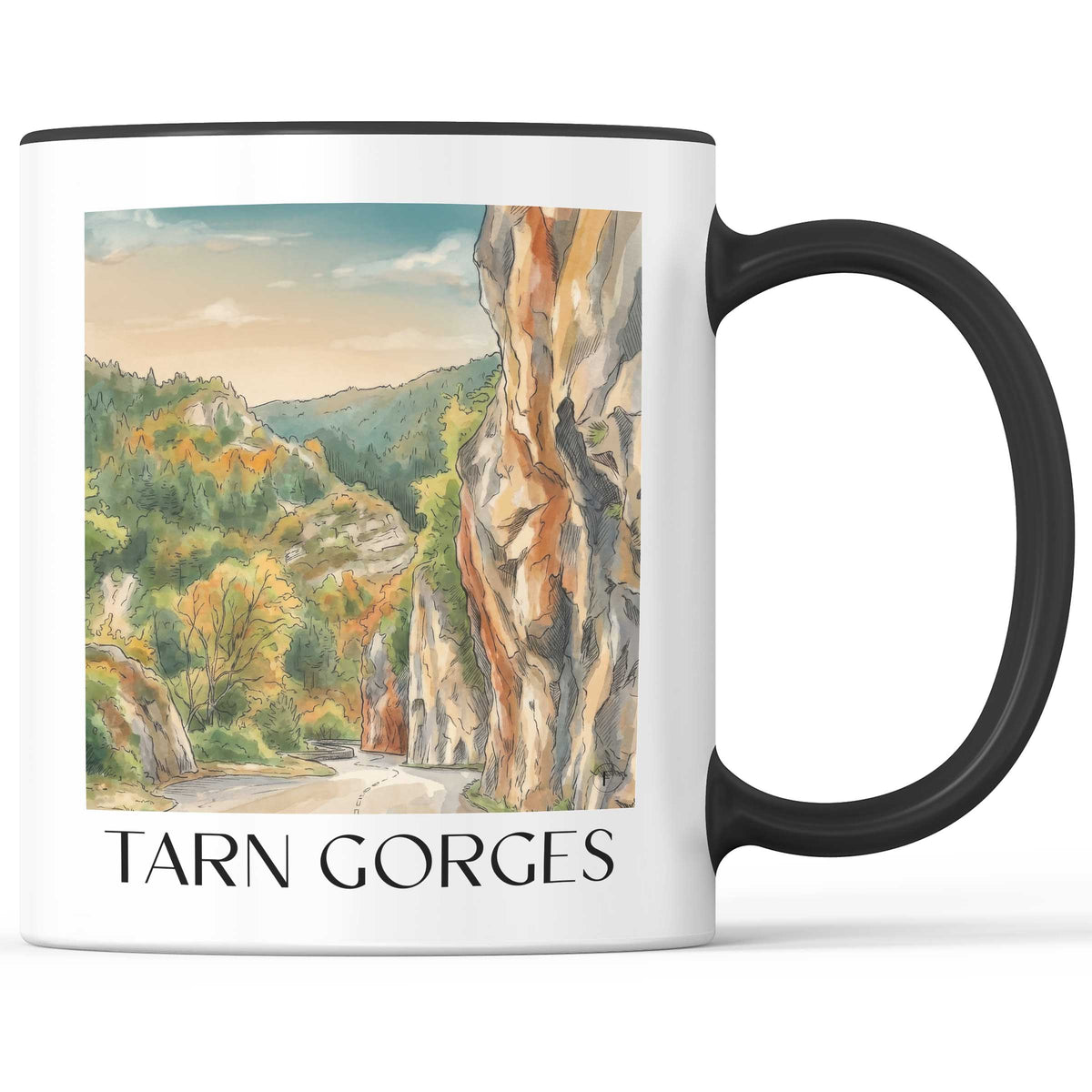 Gorges du Tarn Kaffeebecher - Okzitanien - Frankreich Becher - Kaffeetasse im Aquarell Stil - favplace