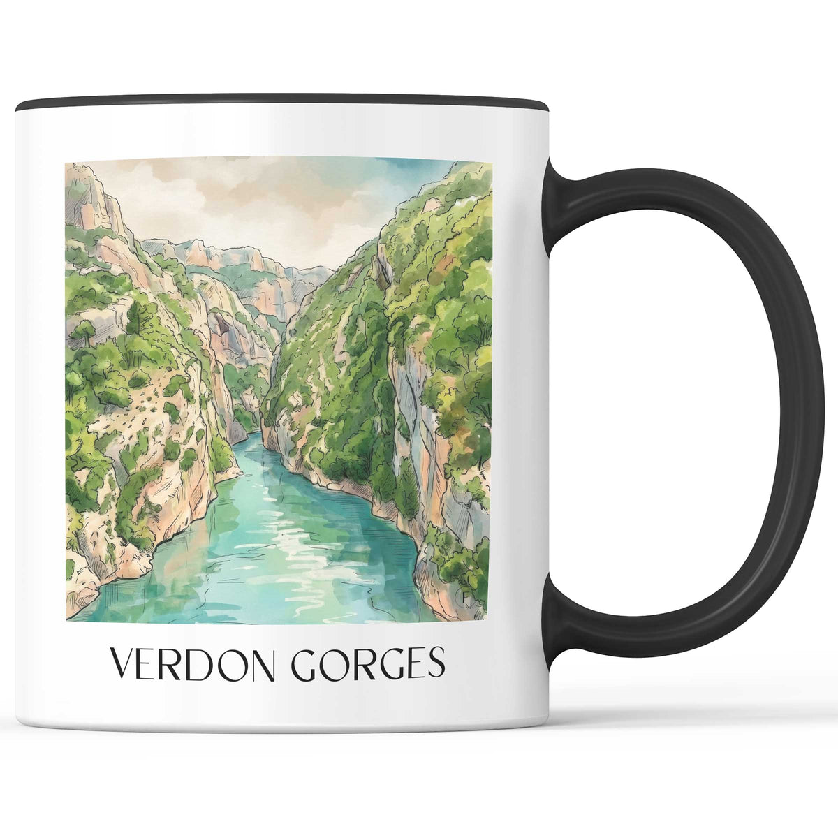Gorges du Verdon Kaffeebecher - Provence - Frankreich Becher - Kaffeetasse im Aquarell Stil - favplace