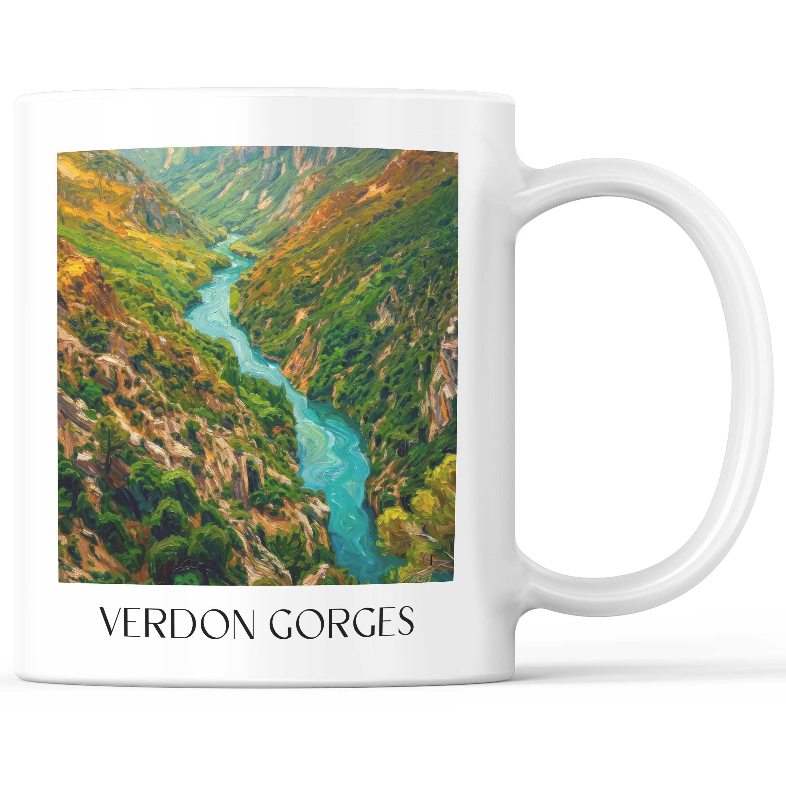 Gorges du Verdon Kaffeebecher - Provence - Frankreich Becher - Kaffeetasse im Ölgemälde Stil - favplace