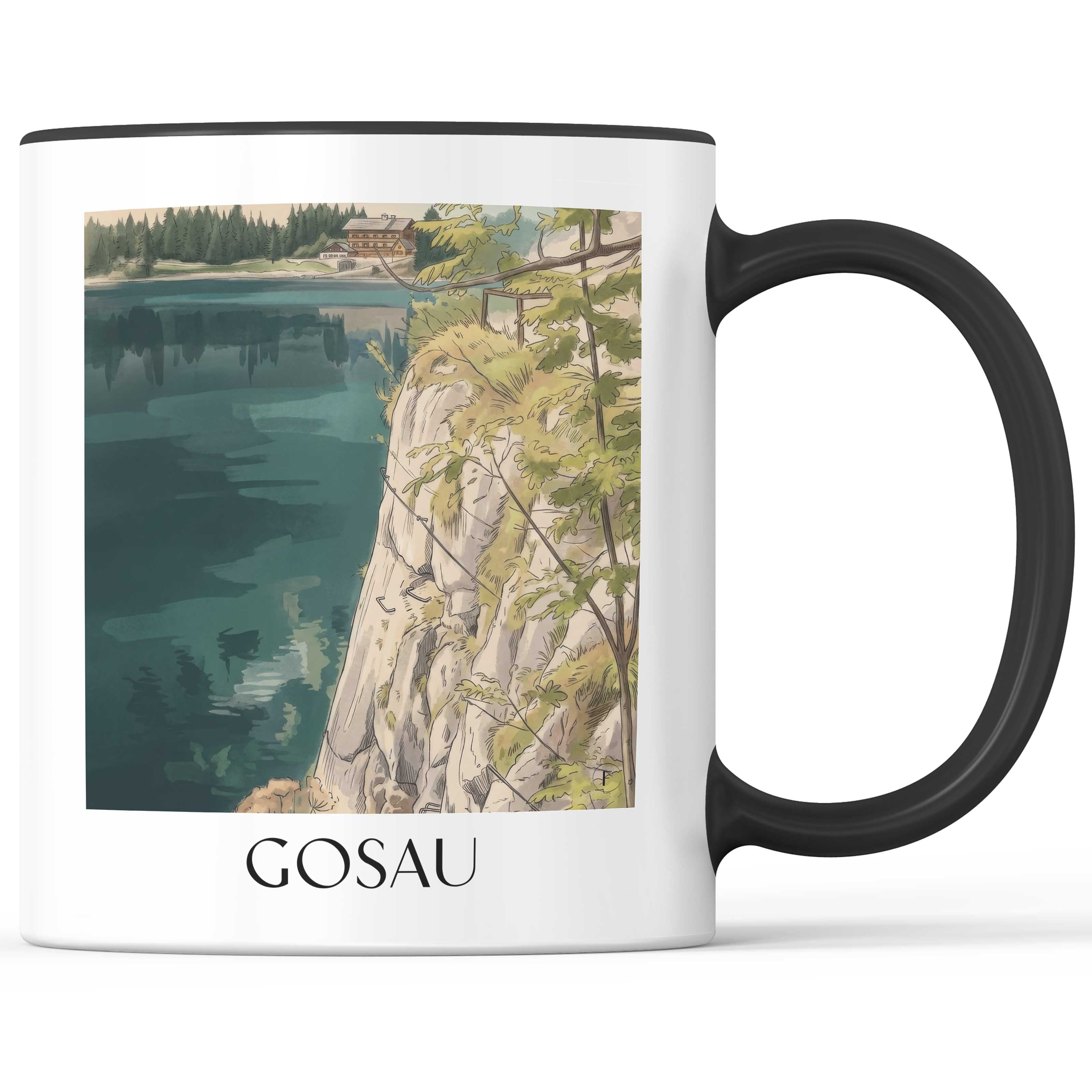 Gosau Kaffeebecher - Österreich - Österreich Becher - Kaffeetasse im Aquarell Stil - favplace