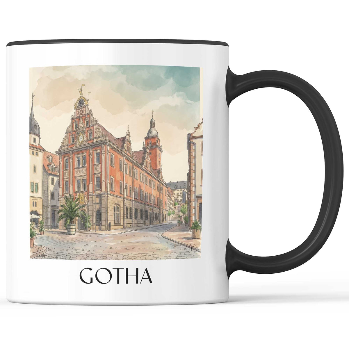 gotha-thüringen-deutschland-kaffeebecher-aquarell