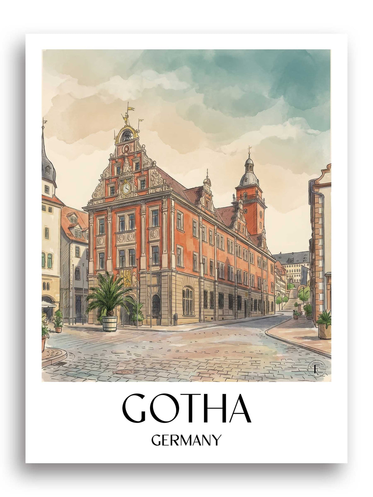 Gotha Poster - Thüringen - Deutschland Kunstdruck - Aquarell von A4 bis A1 - favplace