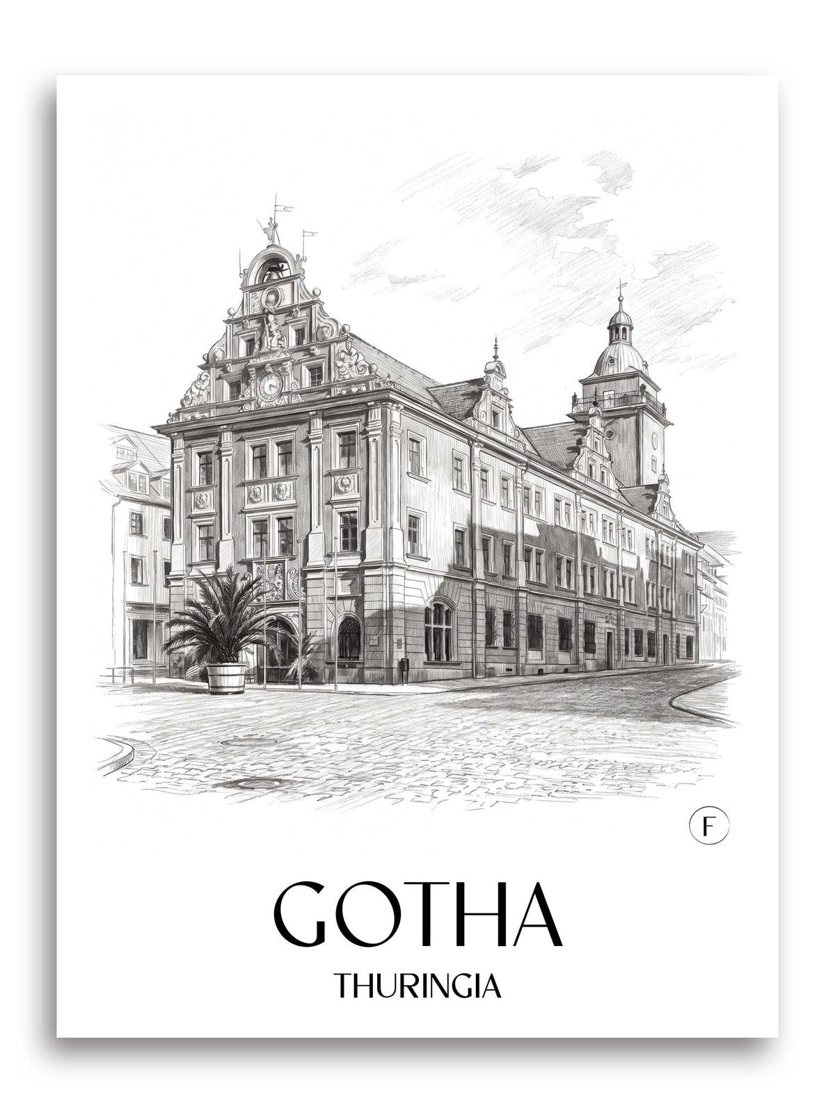 Gotha Poster - Thüringen - Deutschland Kunstdruck - Zeichnung von A4 bis A1 - favplace