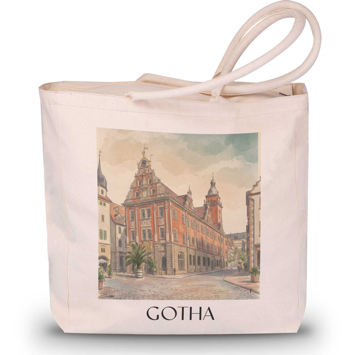 gotha-thüringen-deutschland-einkaufstasche-aquarell