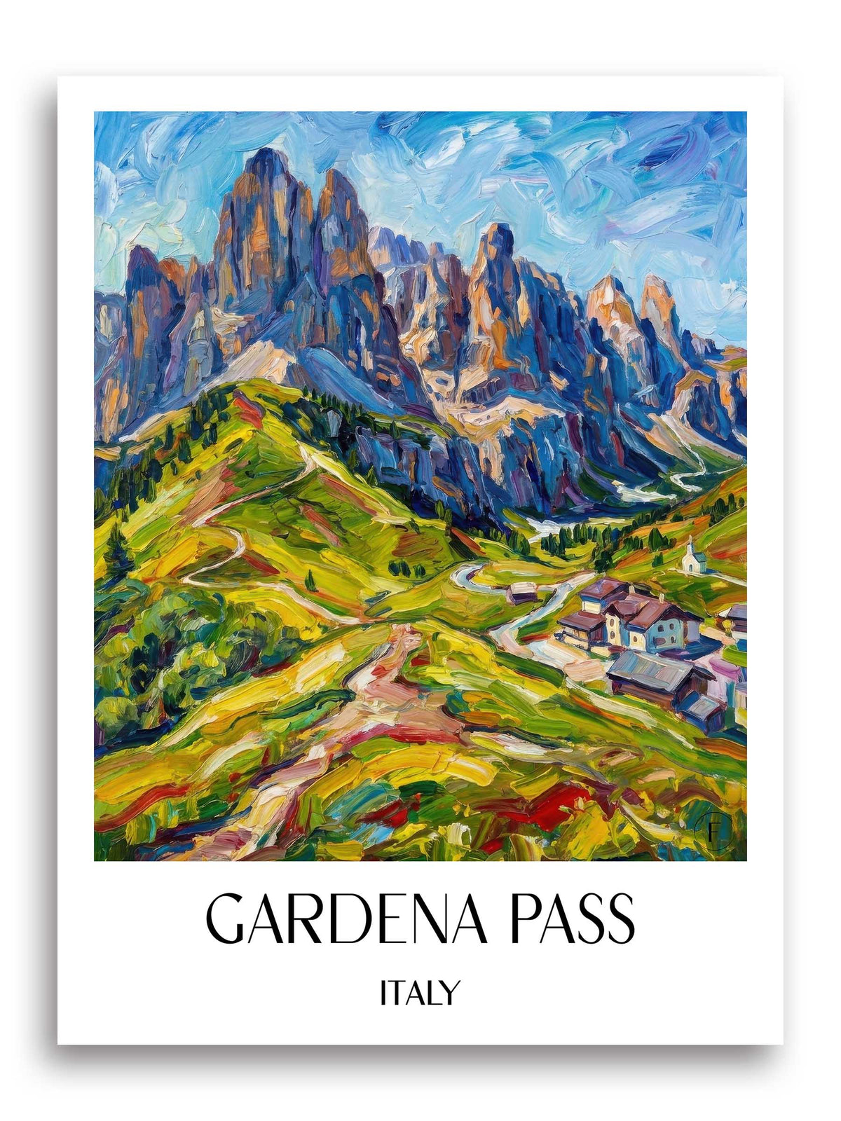 Grödner Joch Poster - Dolomiten - Italien Kunstdruck - Ölgemälde von A4 bis A1 - favplace