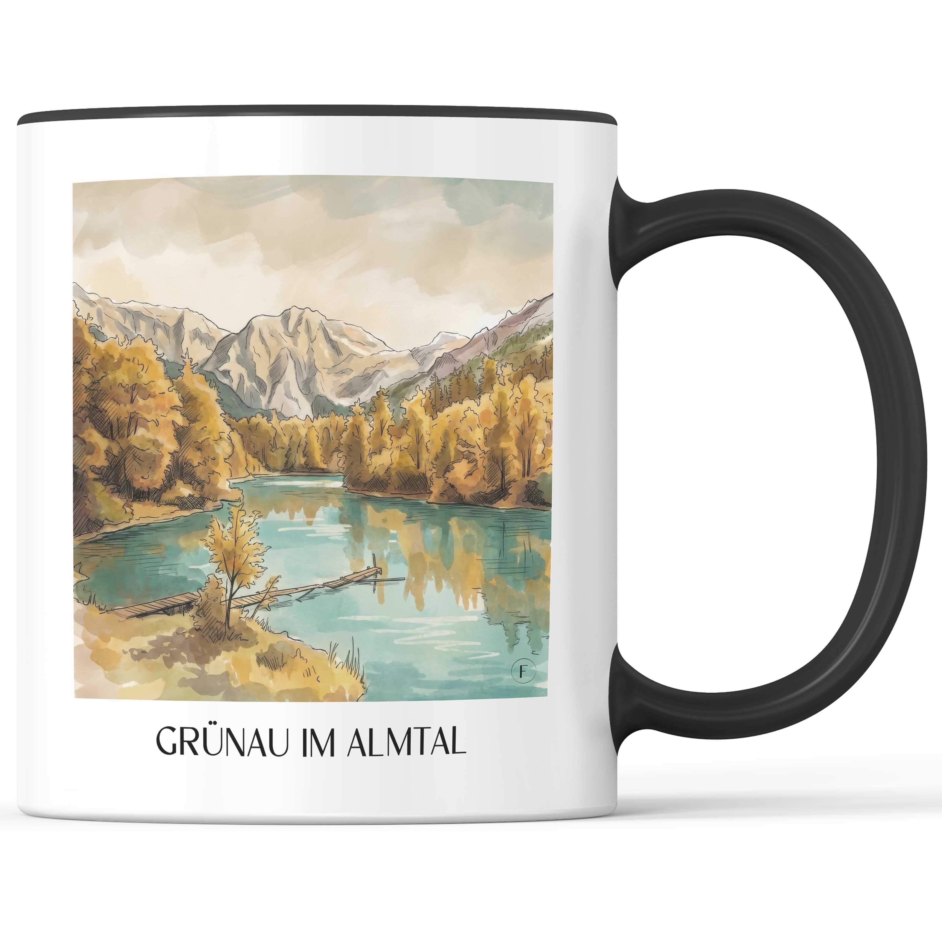 Grünau im Almtal Kaffeebecher - Österreich - Österreich Becher - Kaffeetasse im Aquarell Stil - favplace