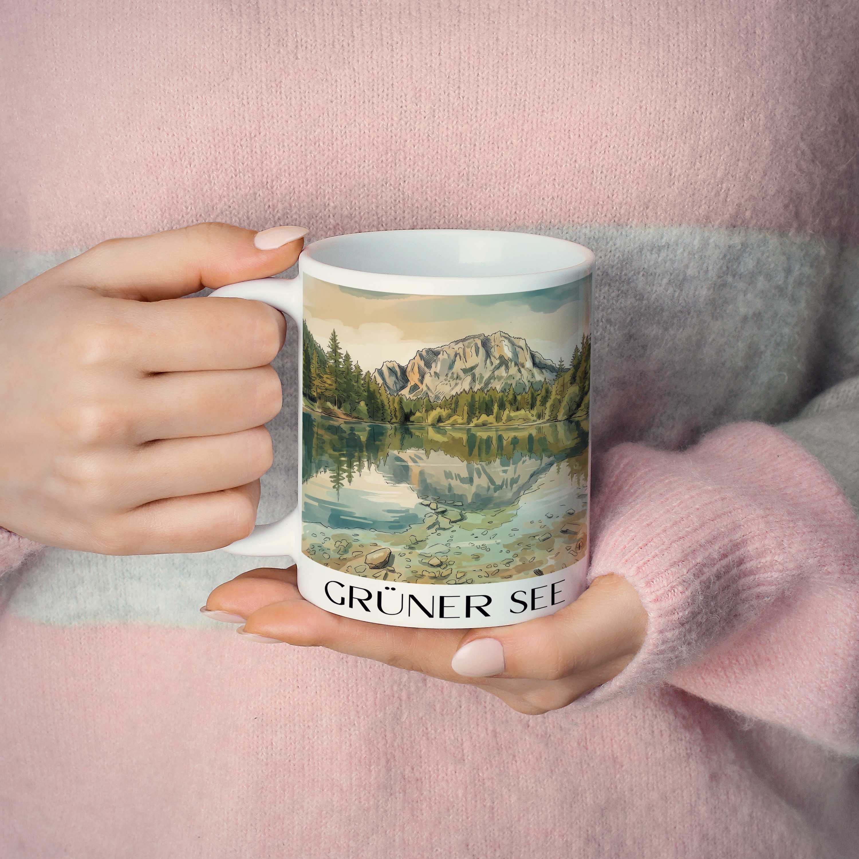 grüner-see-steiermark-österreich-kaffeebecher-aquarell