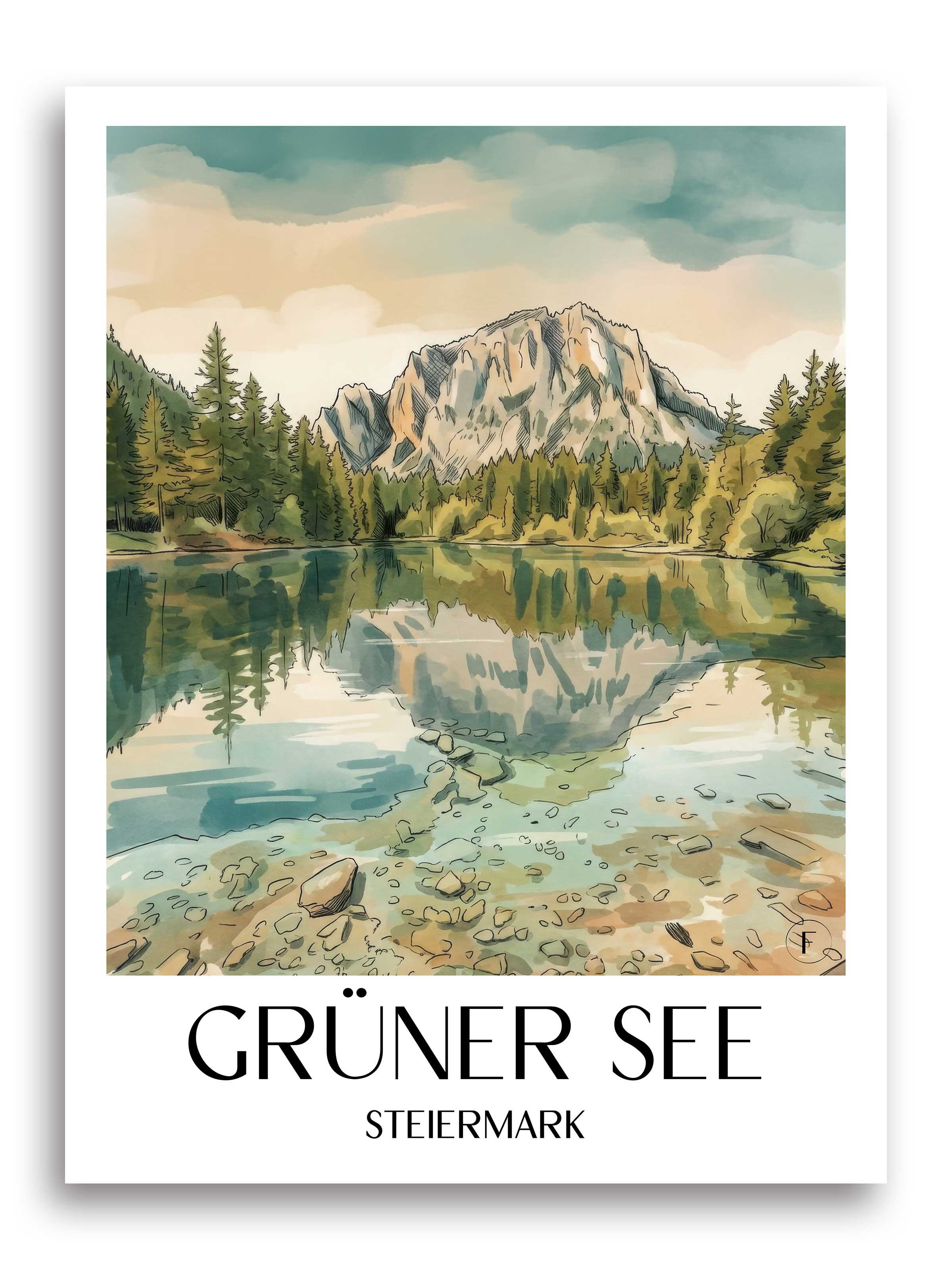 grüner-see-steiermark-österreich-poster-aquarell