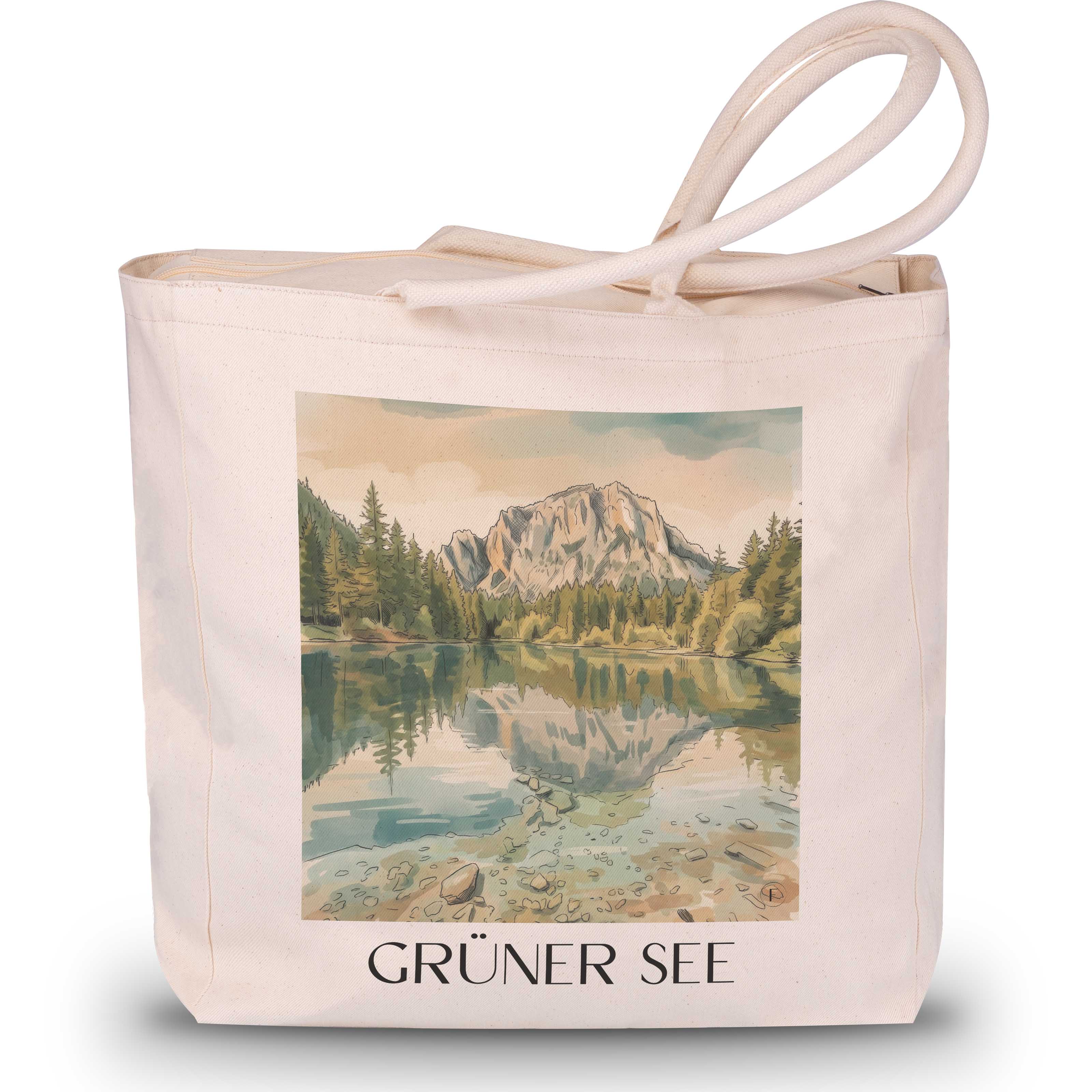 grüner-see-steiermark-österreich-einkaufstasche-aquarell