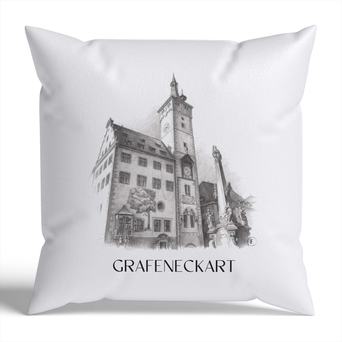 grafeneckart-würzburg-deutschland-kissenbezug-bleistift-zeichnung-drawing