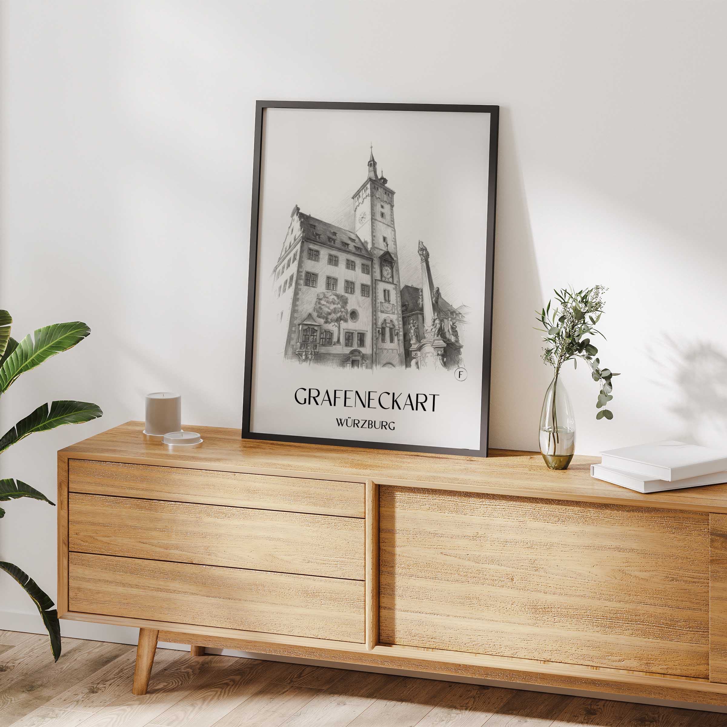 grafeneckart-würzburg-deutschland-poster-bleistift-zeichnung-drawing