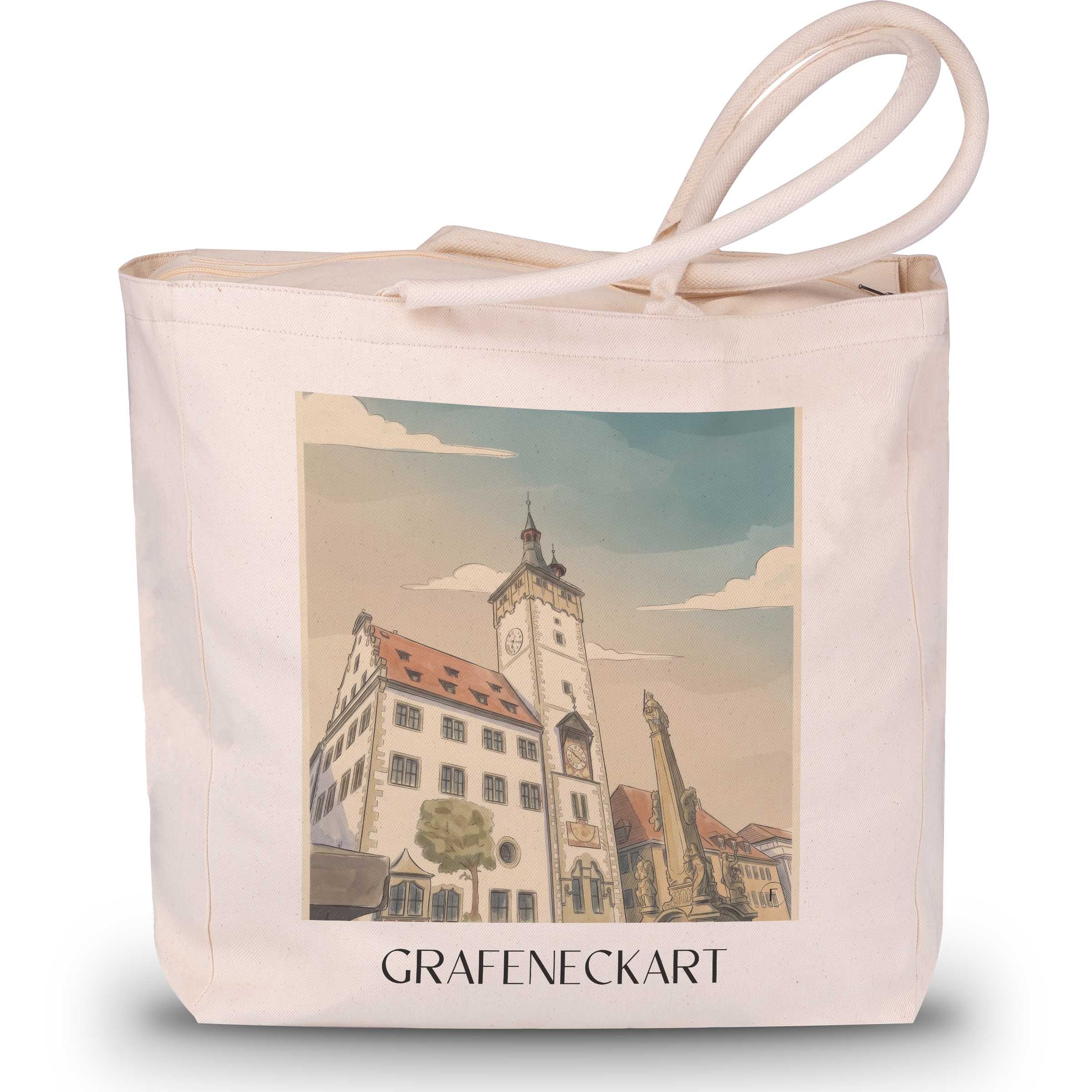 Grafeneckart Shopping Tasche - Würzburg - Deutschland Tote Bag - Einkaufstasche im Aquarell Stil - favplace