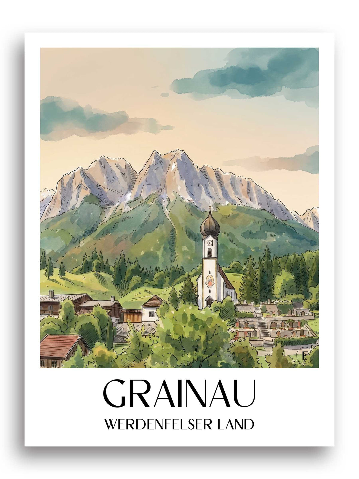 grainau-werdenfelser-land-deutschland-poster-aquarell