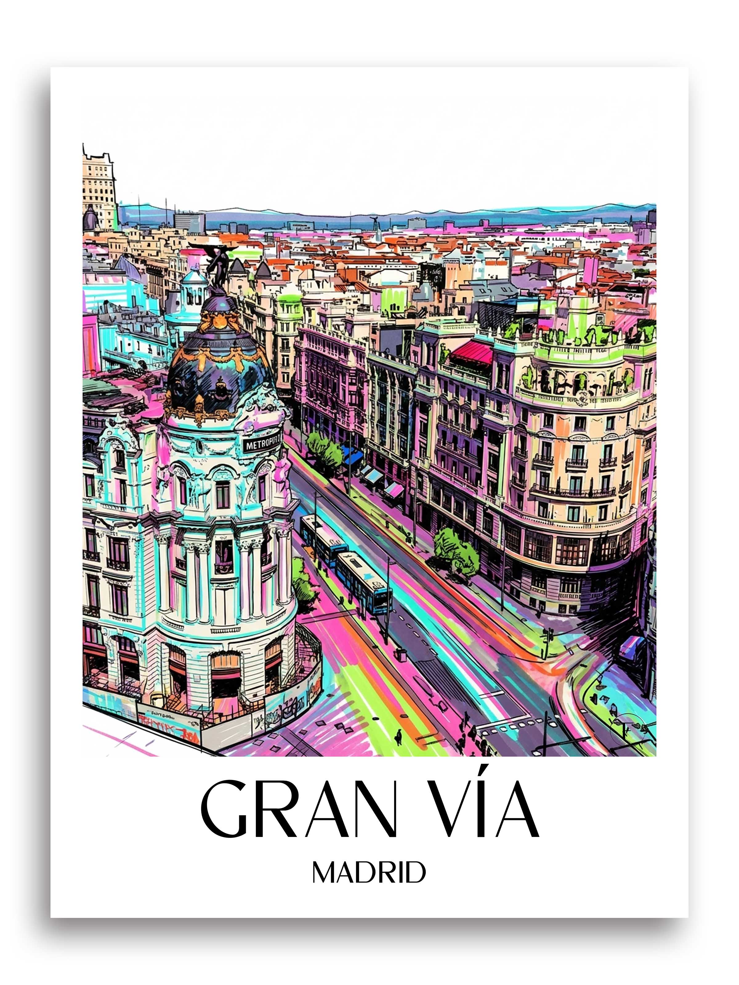 Gran Vía Poster - Madrid - Spanien Kunstdruck - Tag Graffiti von A4 bis A1 - favplace