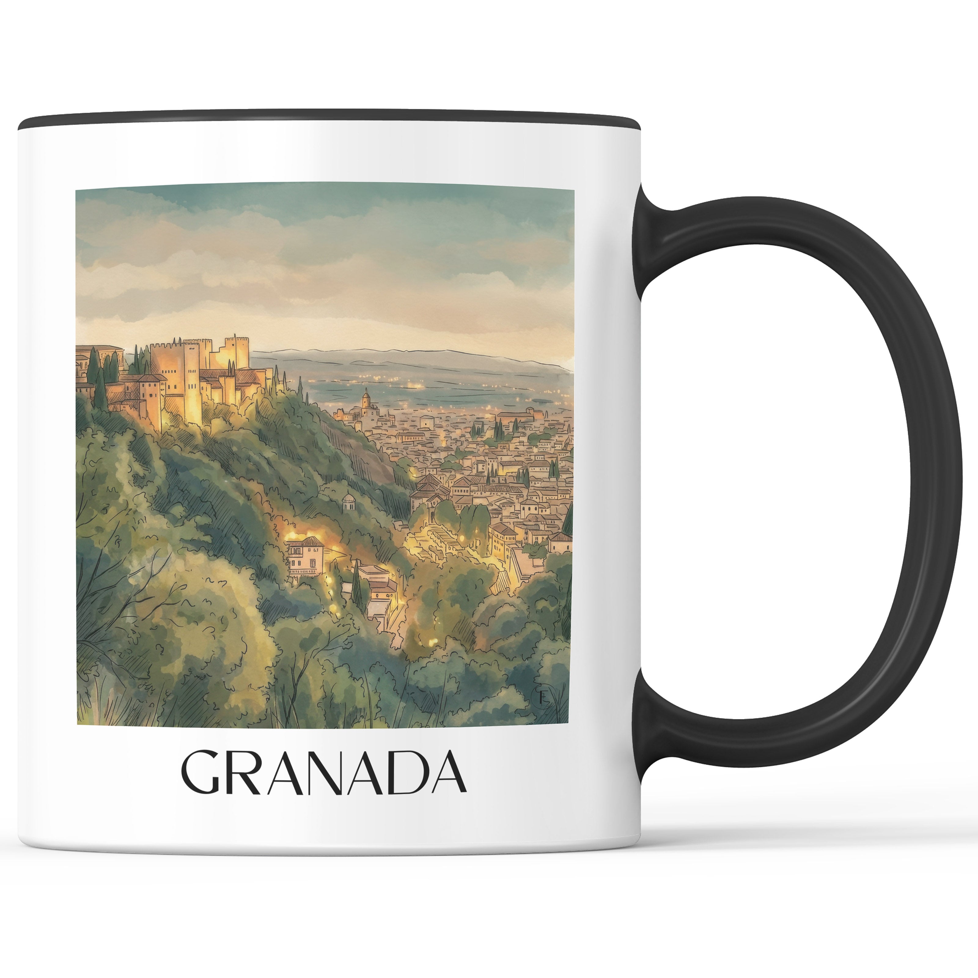 Granada Kaffeebecher - Spanien - Spanien Becher - Kaffeetasse im Aquarell Stil - favplace