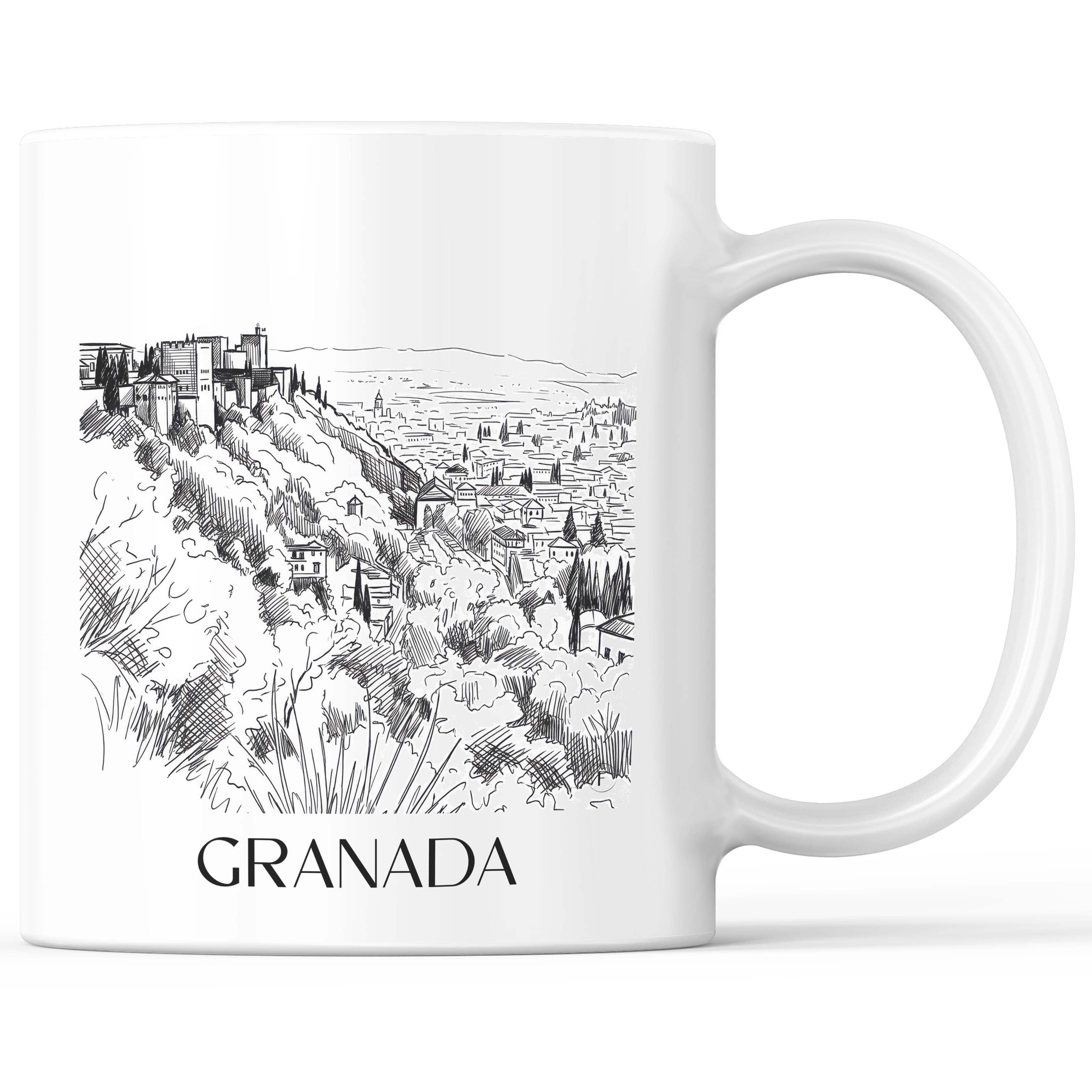 Granada Kaffeebecher - Spanien - Spanien Becher - Kaffeetasse im Skizze Stil - favplace