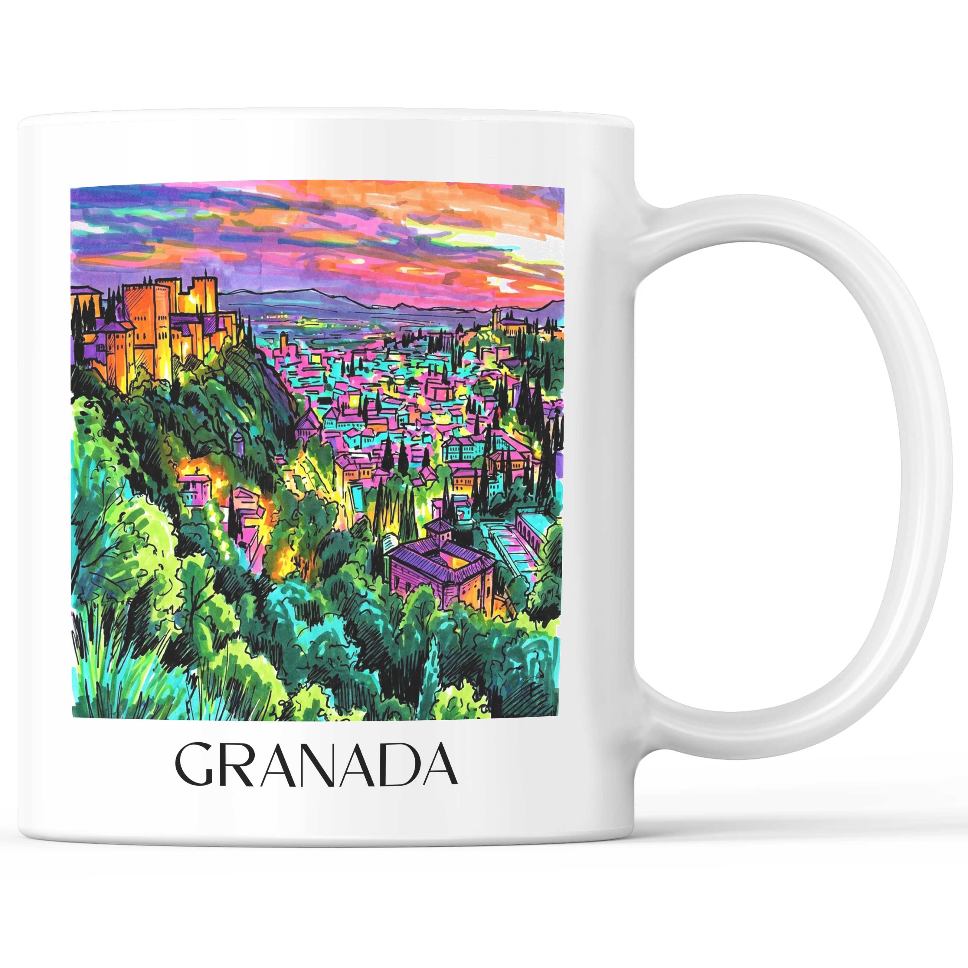 Granada Kaffeebecher - Spanien - Spanien Becher - Kaffeetasse im Tag Graffiti Stil - favplace