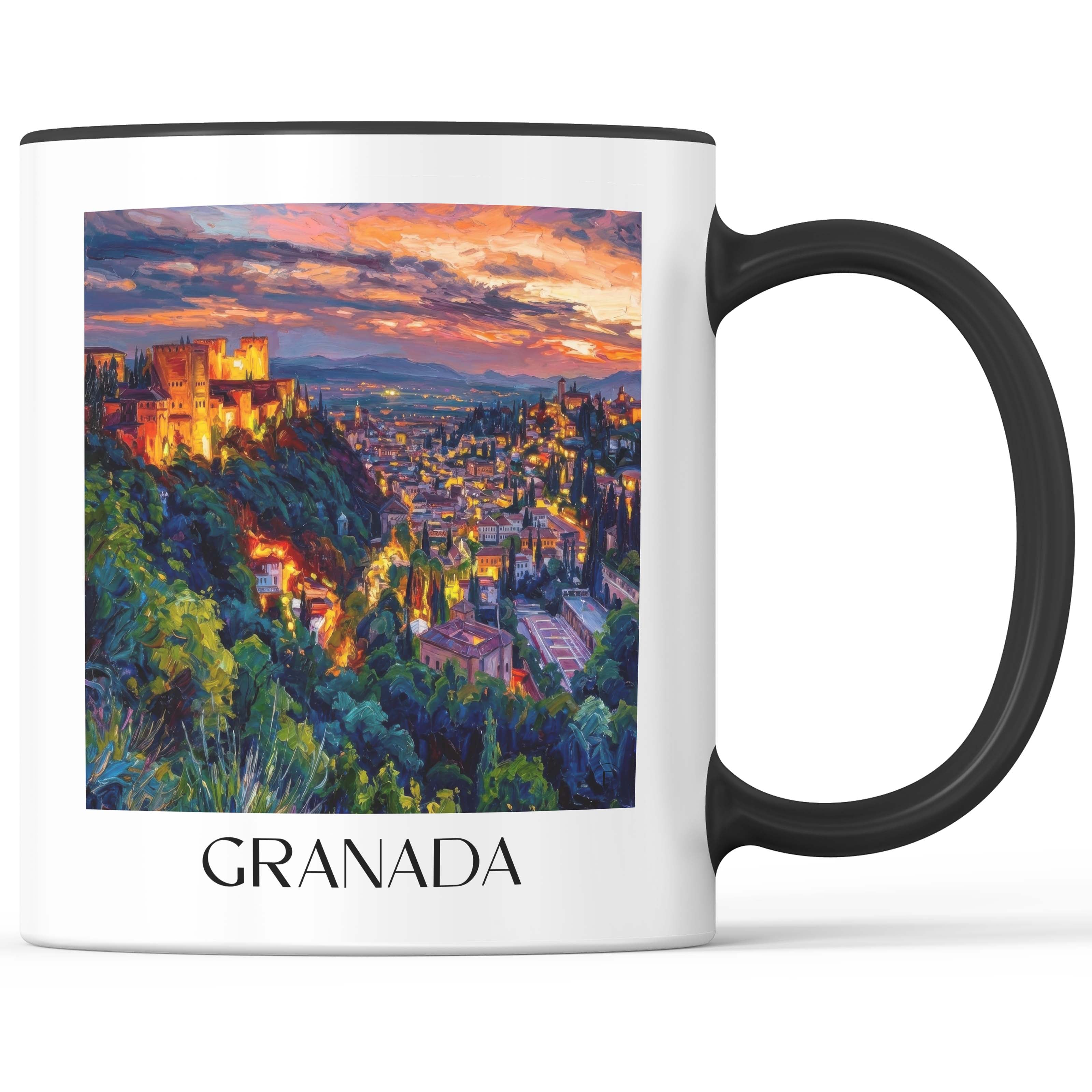Granada Kaffeebecher - Spanien - Spanien Becher - Kaffeetasse im Ölgemälde Stil - favplace