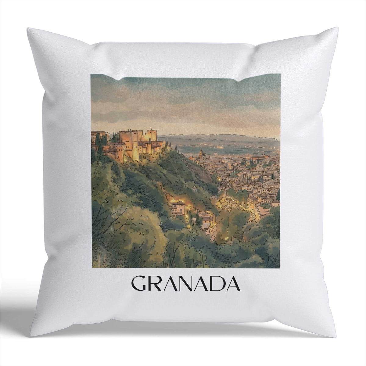 granada-spanien-spanien-kissenbezug-aquarell