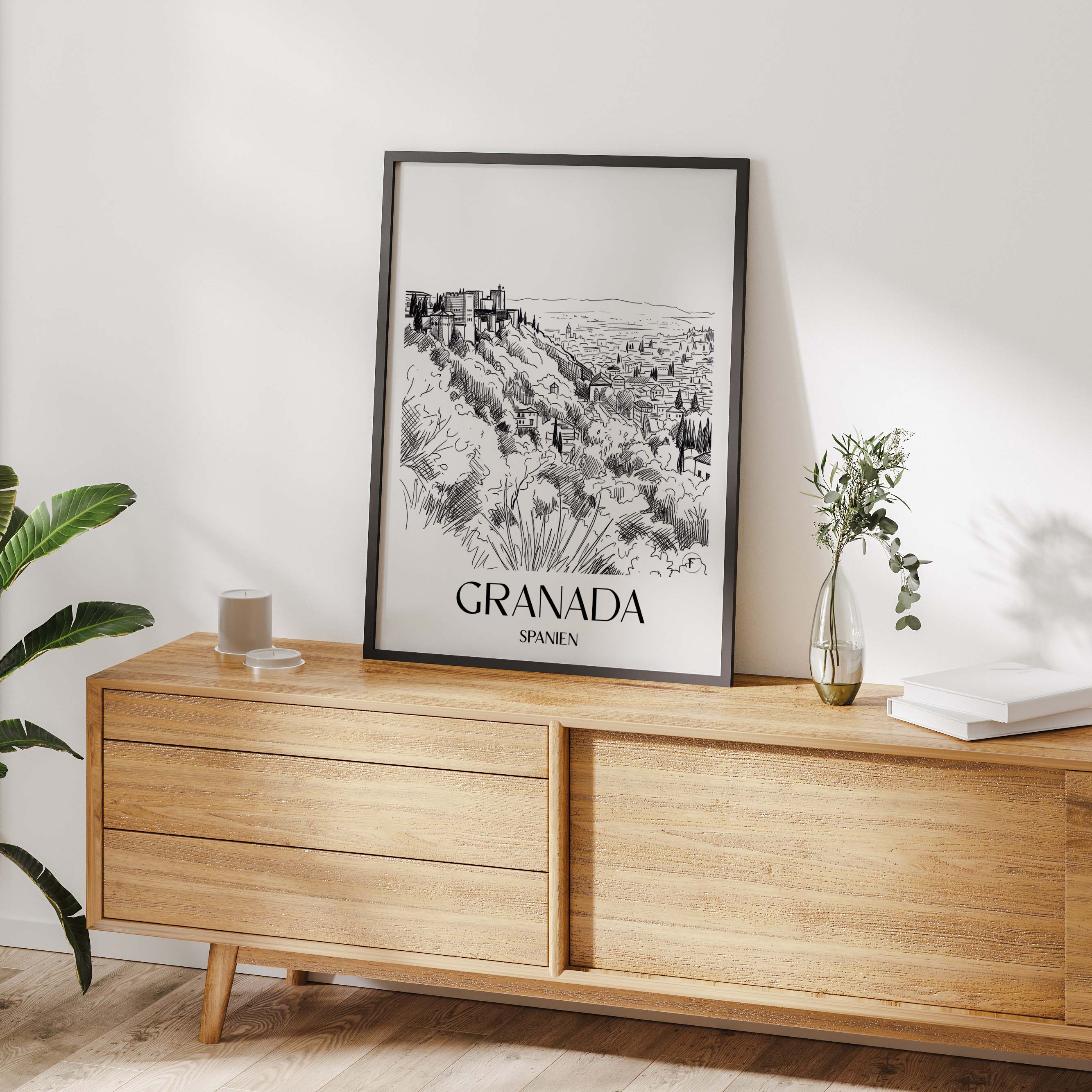 granada-spanien-spanien-poster-skizze