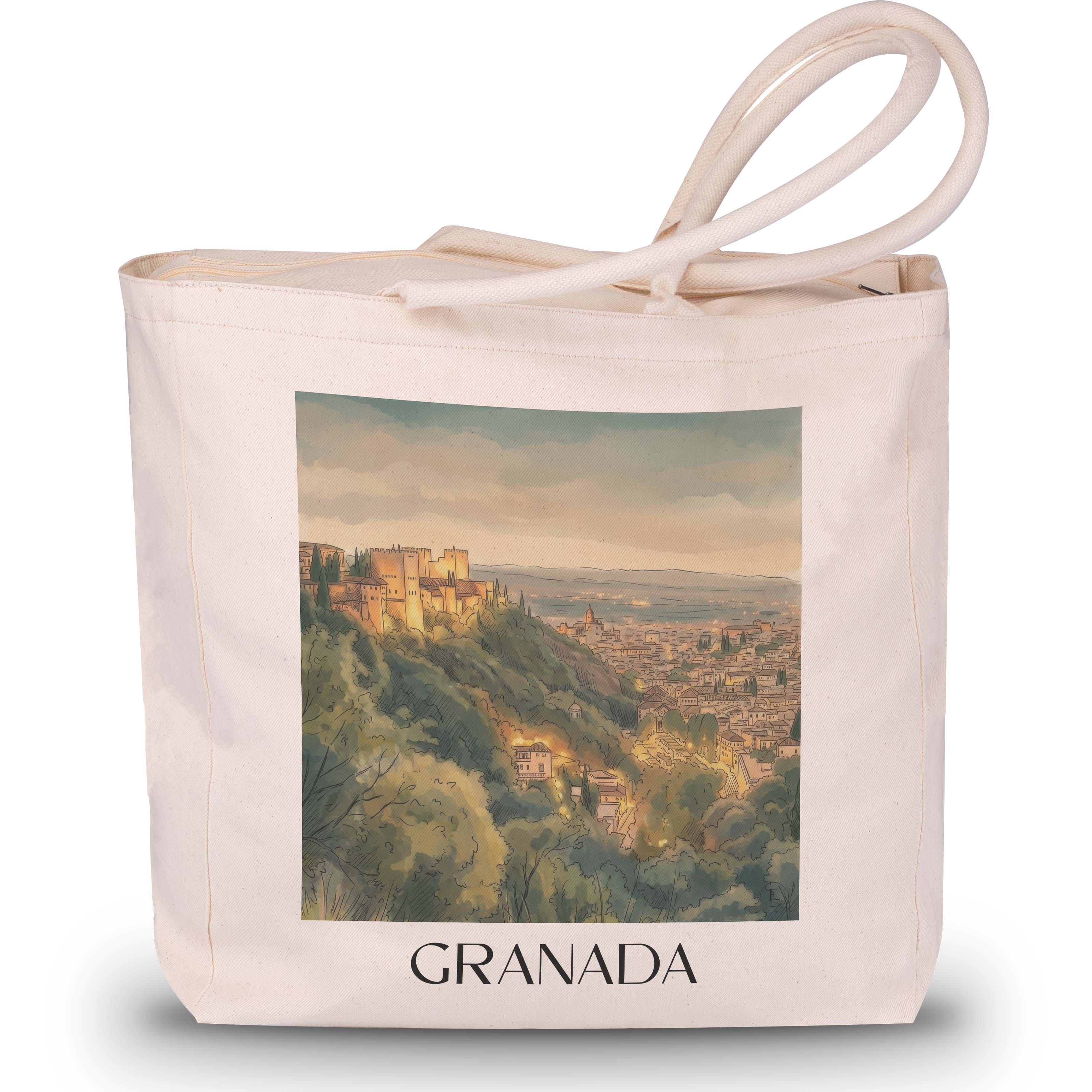 Granada Shopping Tasche - Spanien - Spanien Tote Bag - Einkaufstasche im Aquarell Stil - favplace