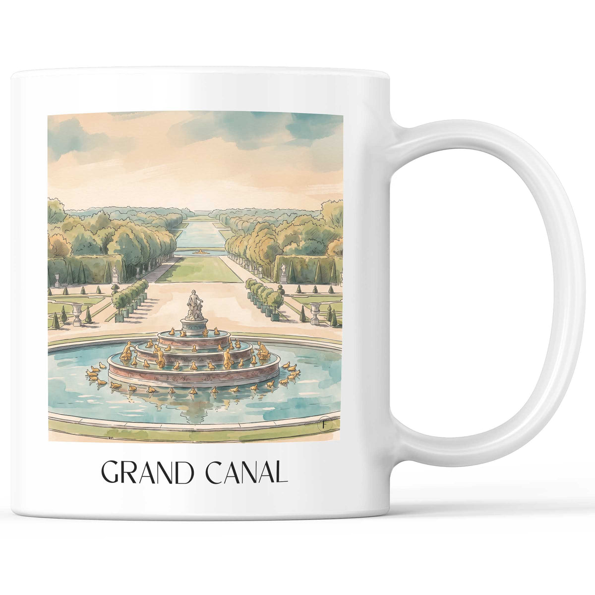 Grand Canal Kaffeebecher - Versailles - Frankreich Becher - Kaffeetasse im Aquarell Stil - favplace
