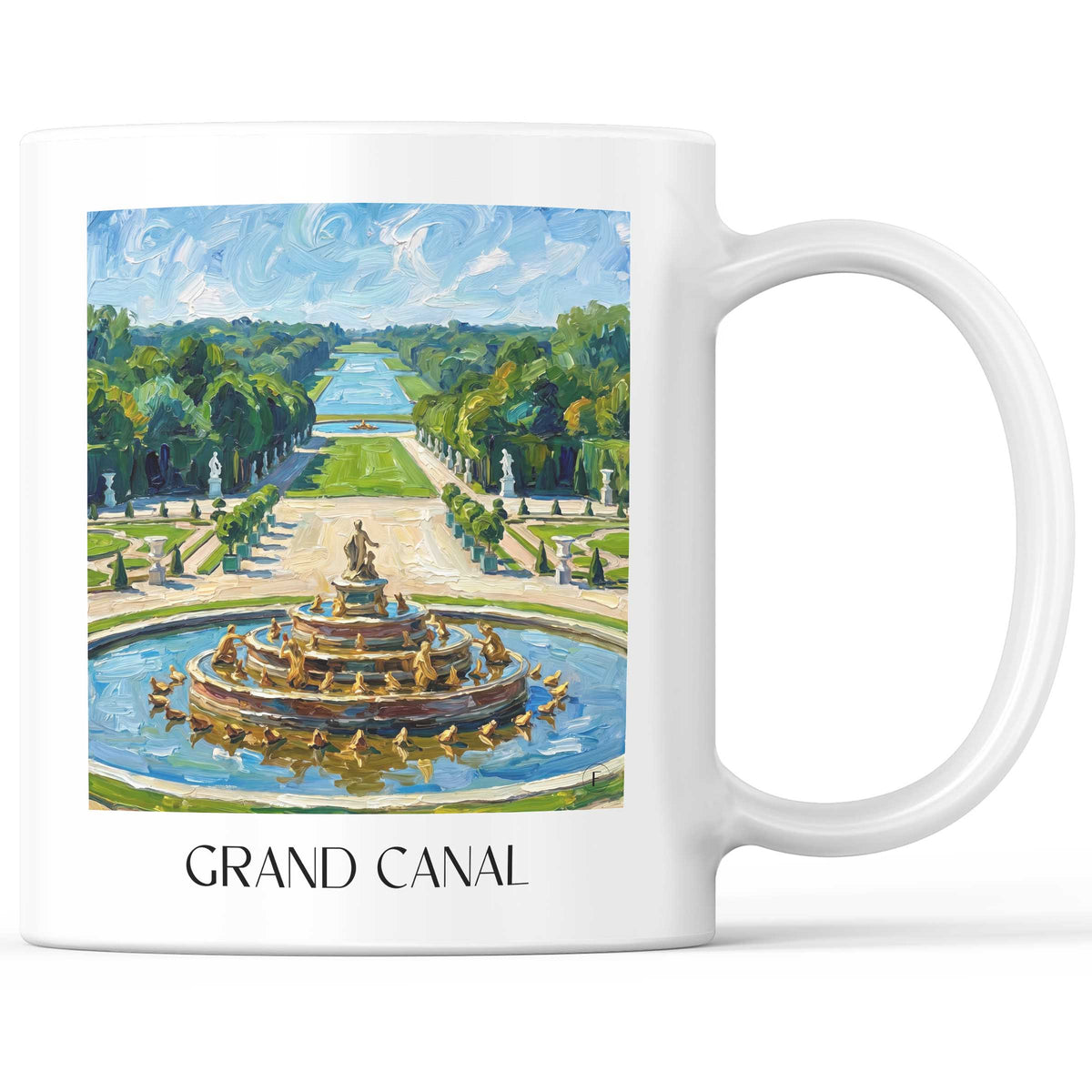 Grand Canal Kaffeebecher - Versailles - Frankreich Becher - Kaffeetasse im Ölgemälde Stil