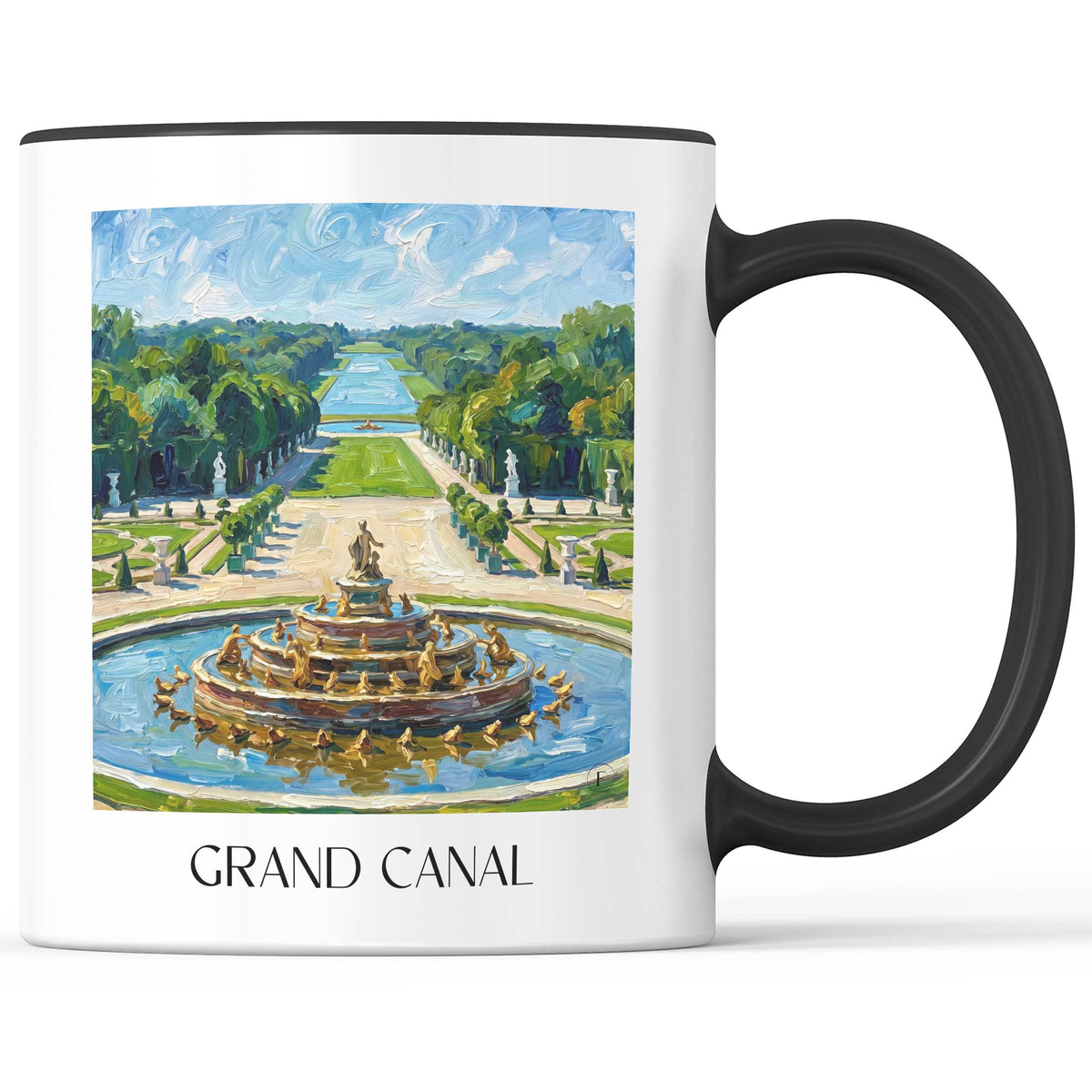 Grand Canal Kaffeebecher - Versailles - Frankreich Becher - Kaffeetasse im Ölgemälde Stil