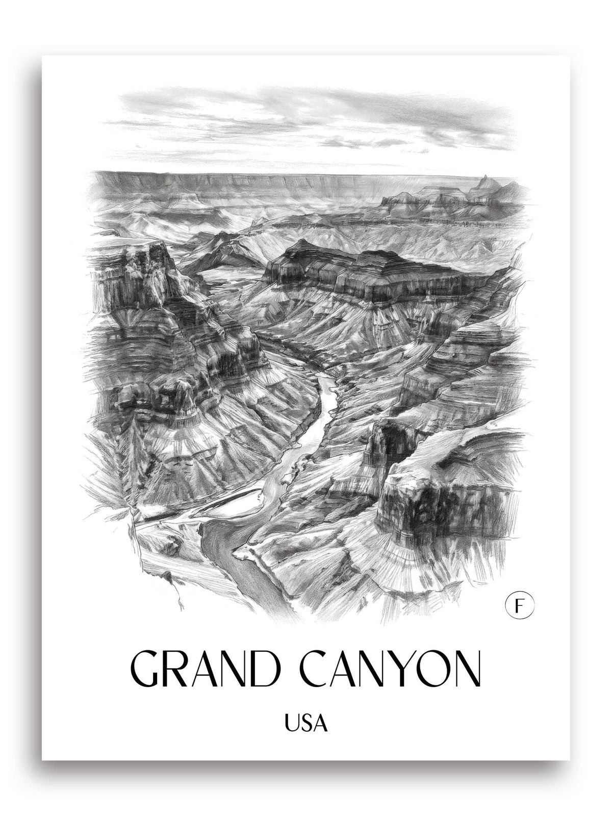 Grand Canyon Poster - - USA Kunstdruck - Zeichnung von A4 bis A1 - favplace