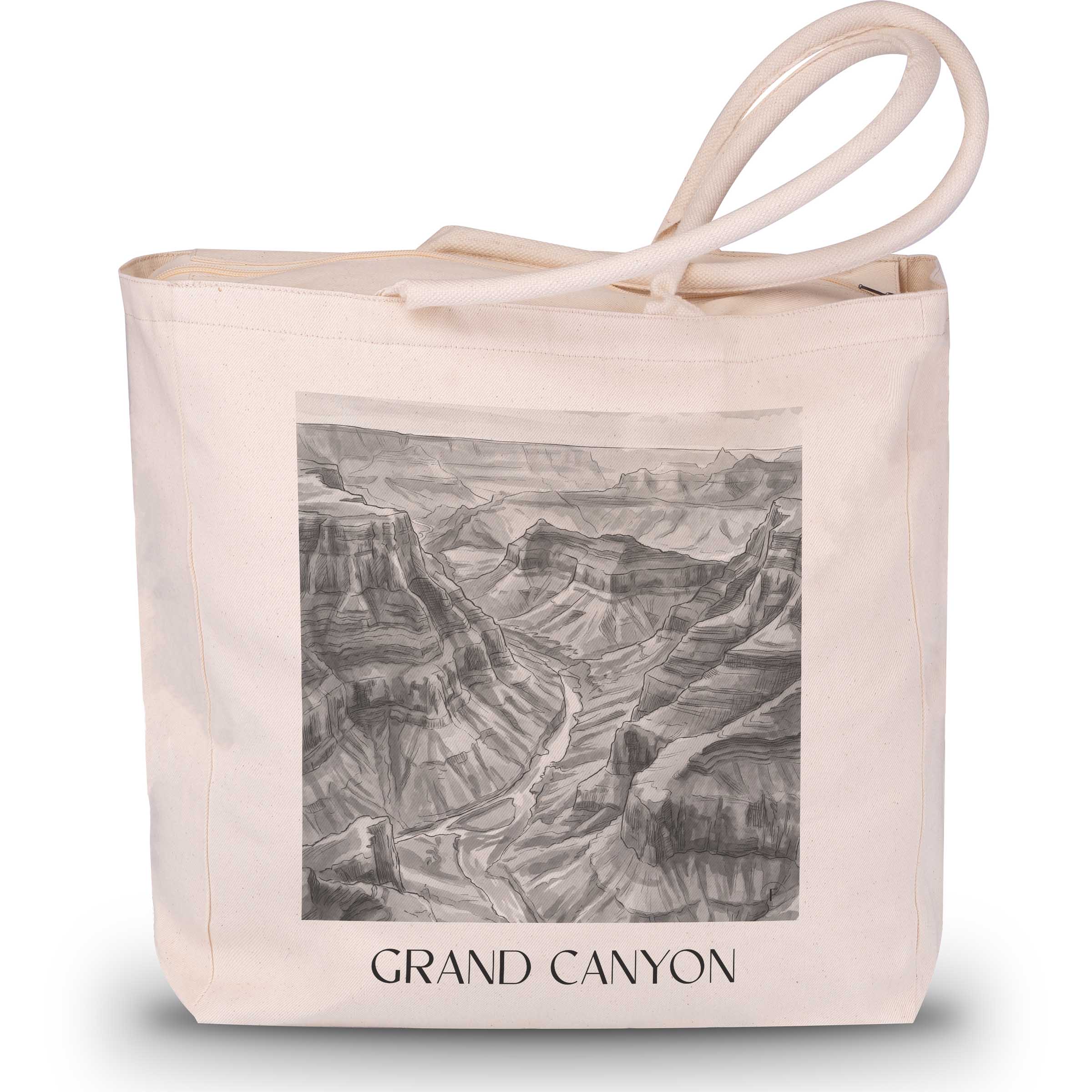 Grand Canyon - USA Tote Bag - Einkaufstasche im Aquarell Schwarz-Weiß Stil - favplace