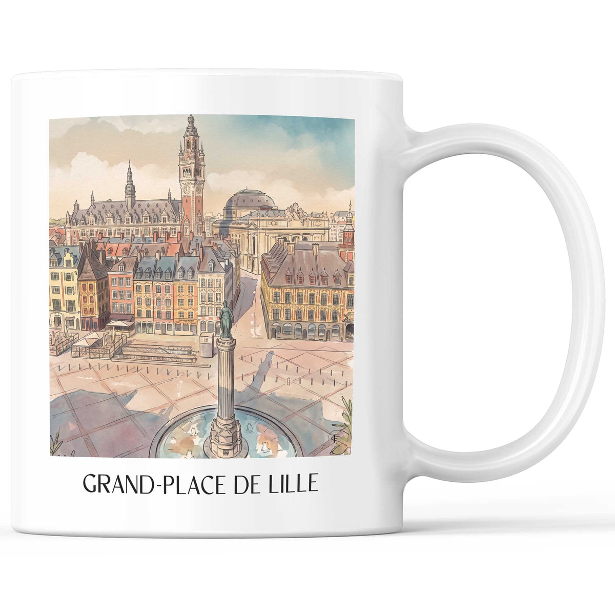 Grand-Place Kaffeebecher - Lille - Frankreich Becher - Kaffeetasse im Aquarell Stil - favplace