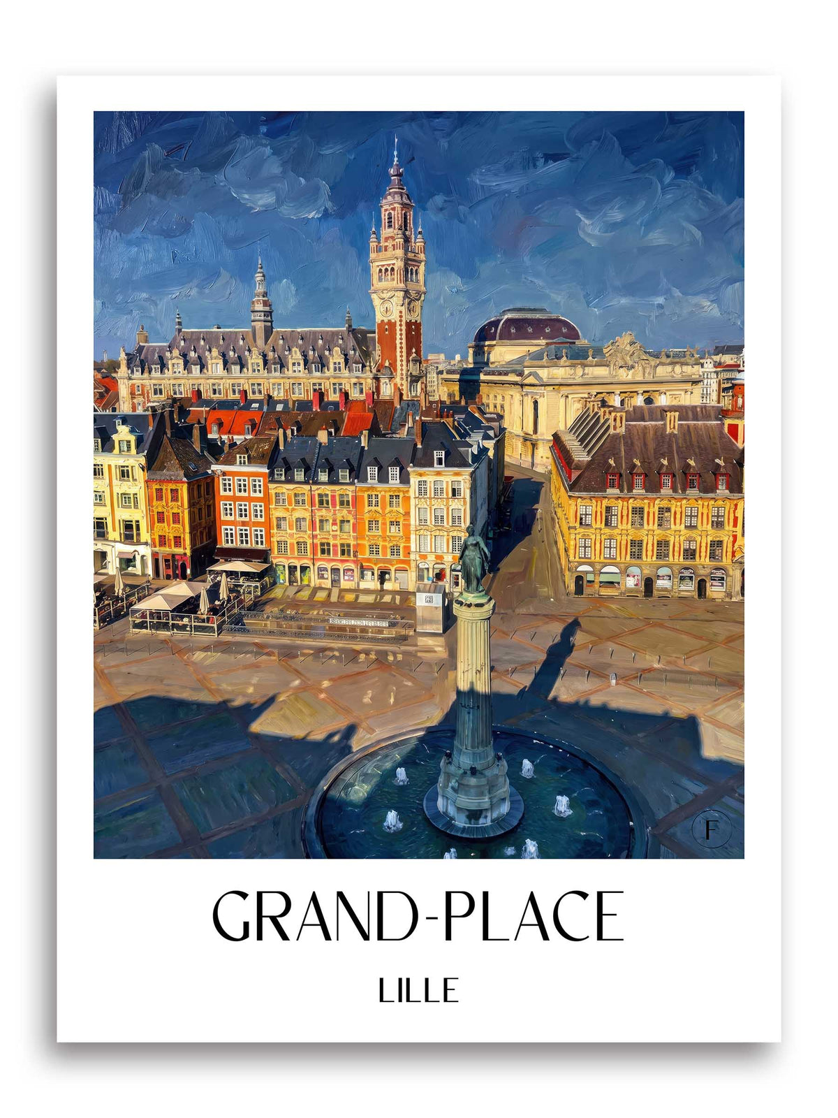 Grand-Place Poster - Lille - Frankreich Kunstdruck - Ölgemälde von A4 bis A1 - favplace