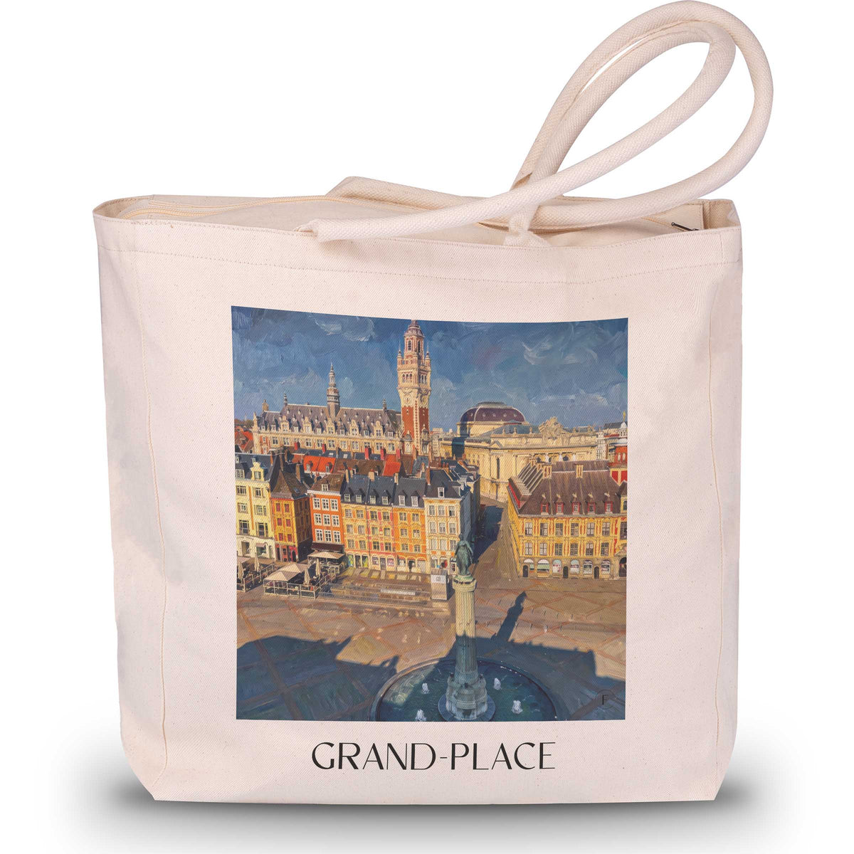 Grand-Place Shopping Tasche - Lille - Frankreich Tote Bag - Einkaufstasche im Ölgemälde Stil - favplace