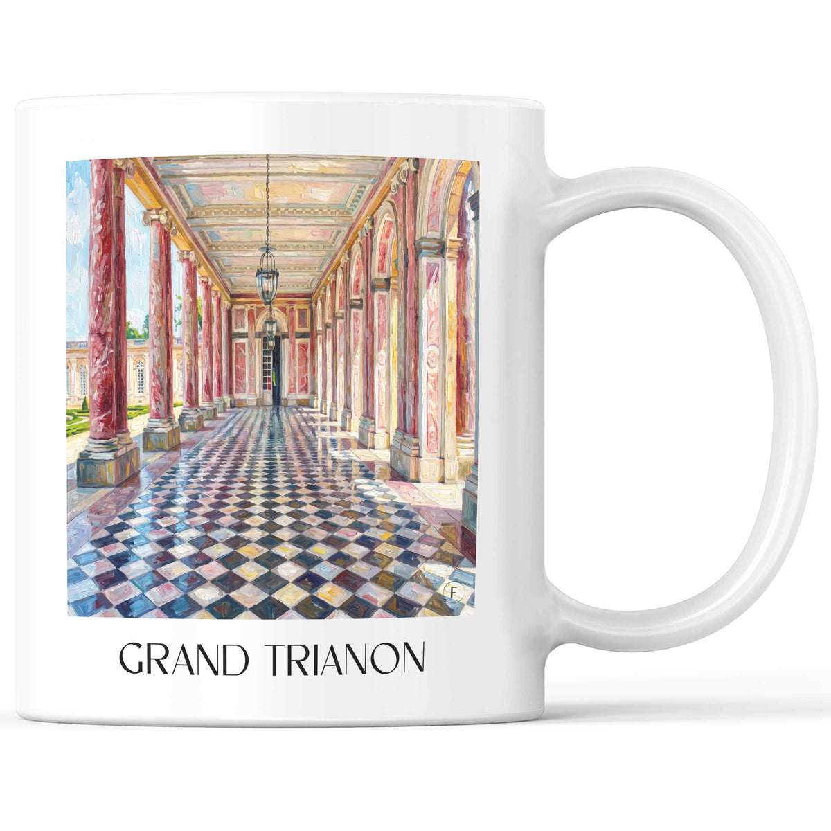 Grand Trianon Kaffeebecher - Versailles - Frankreich Becher - Kaffeetasse im Ölgemälde Stil