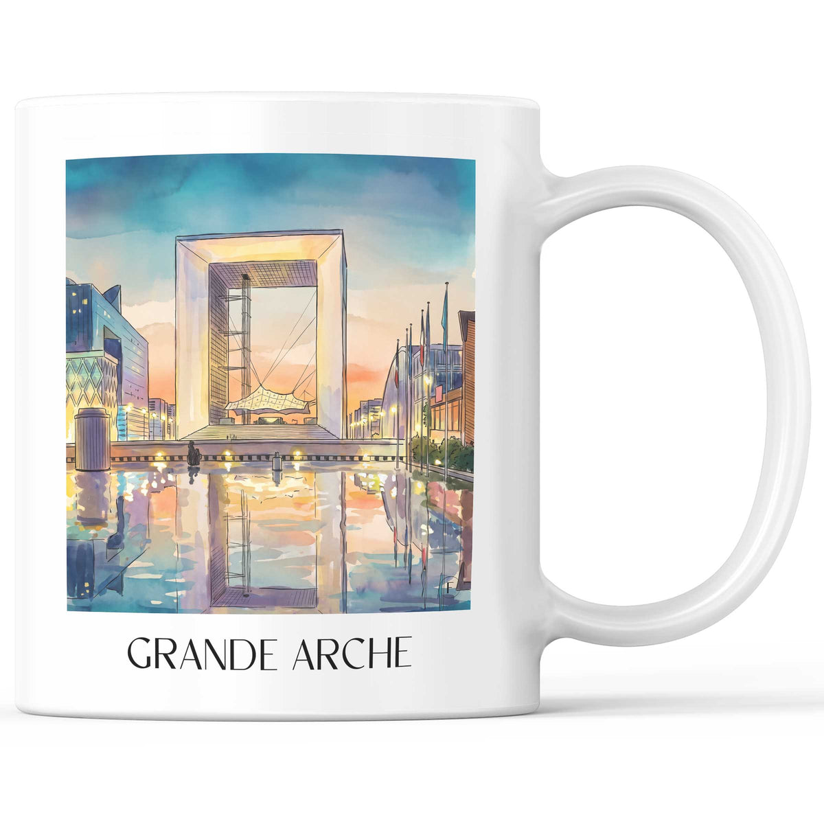 Grande Arche Kaffeebecher - La Défense - Frankreich Becher - Kaffeetasse im Aquarell Stil - favplace