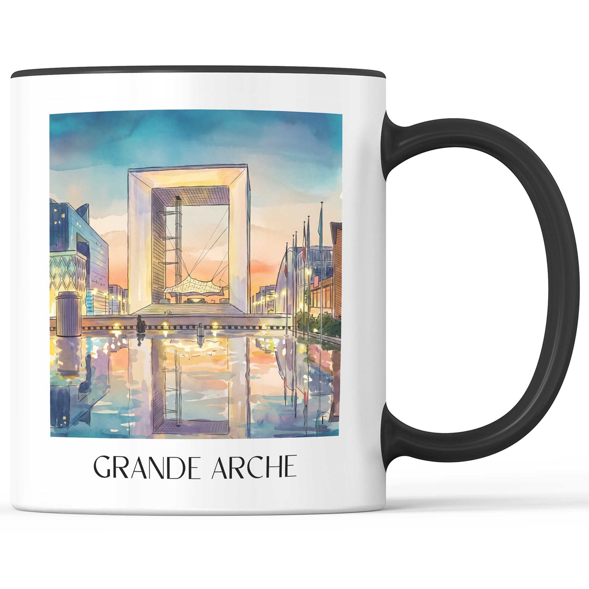 Grande Arche Kaffeebecher - La Défense - Frankreich Becher - Kaffeetasse im Aquarell Stil - favplace