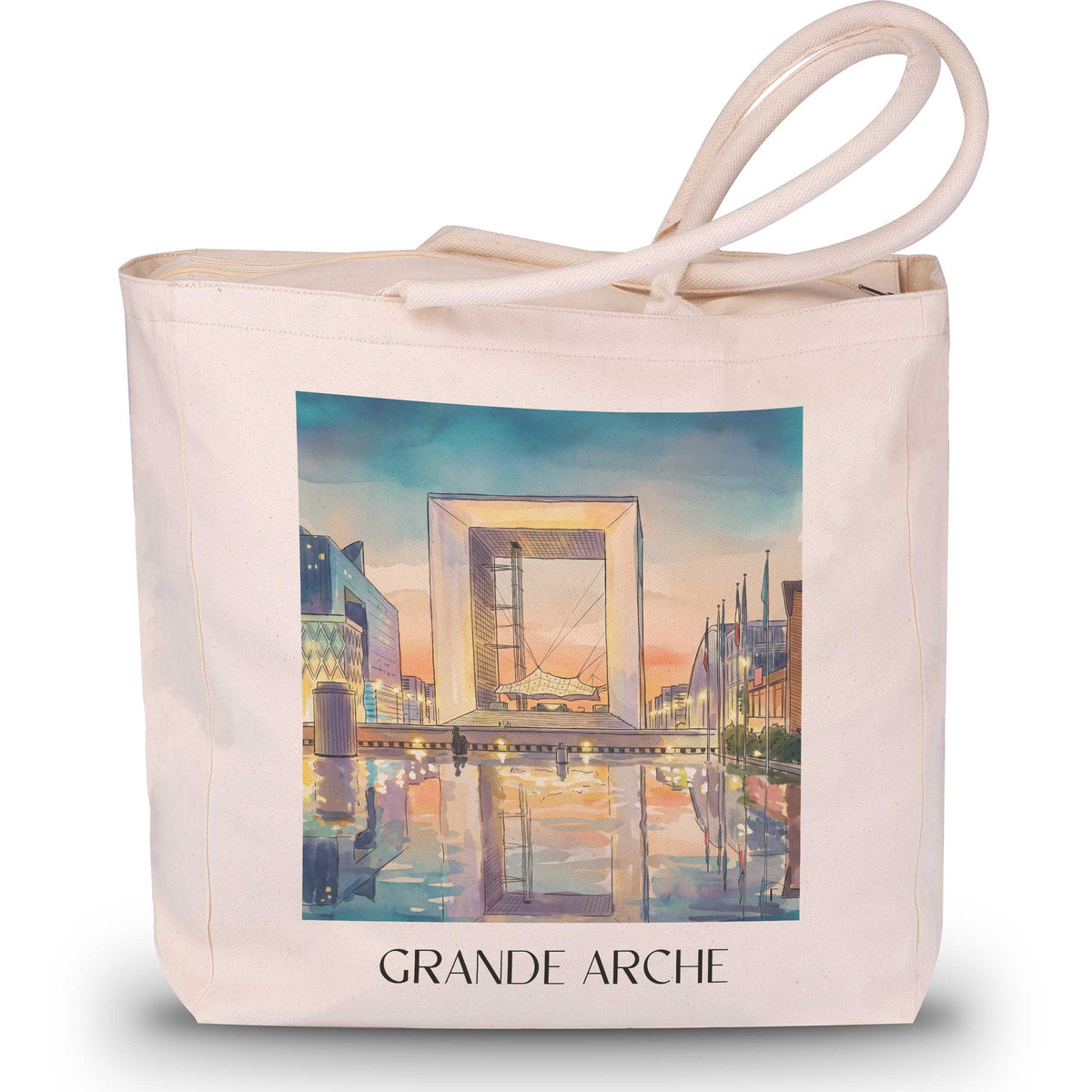 Grande Arche Shopping Tasche - La Défense - Frankreich Tote Bag - Einkaufstasche im Aquarell Stil - favplace