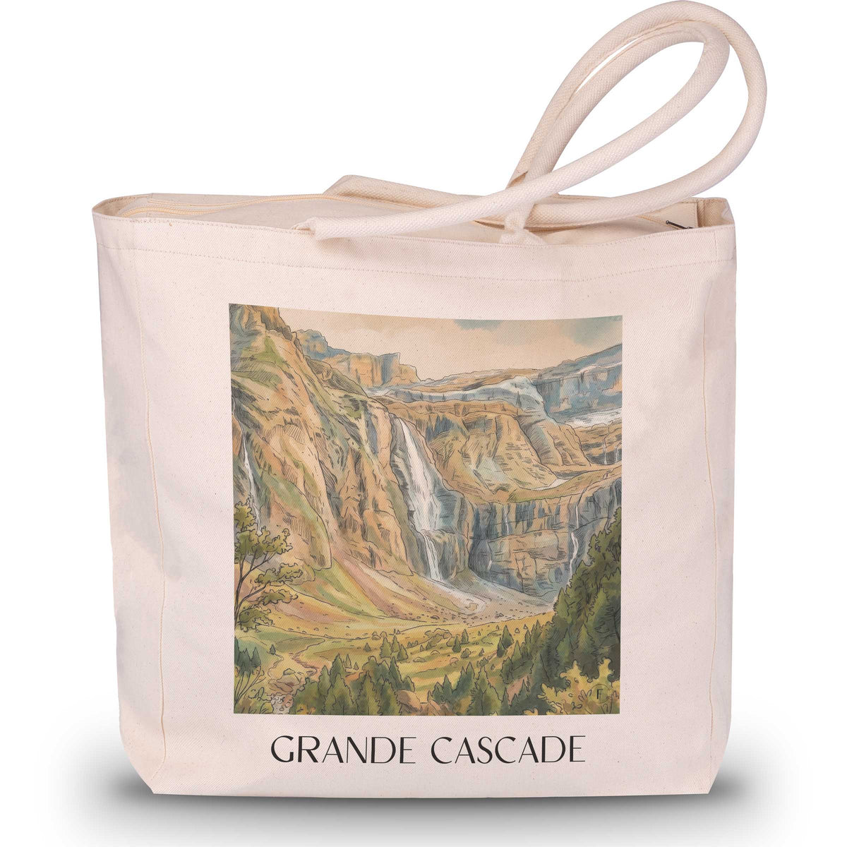 grande-cascade-gavarnie-frankreich-einkaufstasche-aquarell