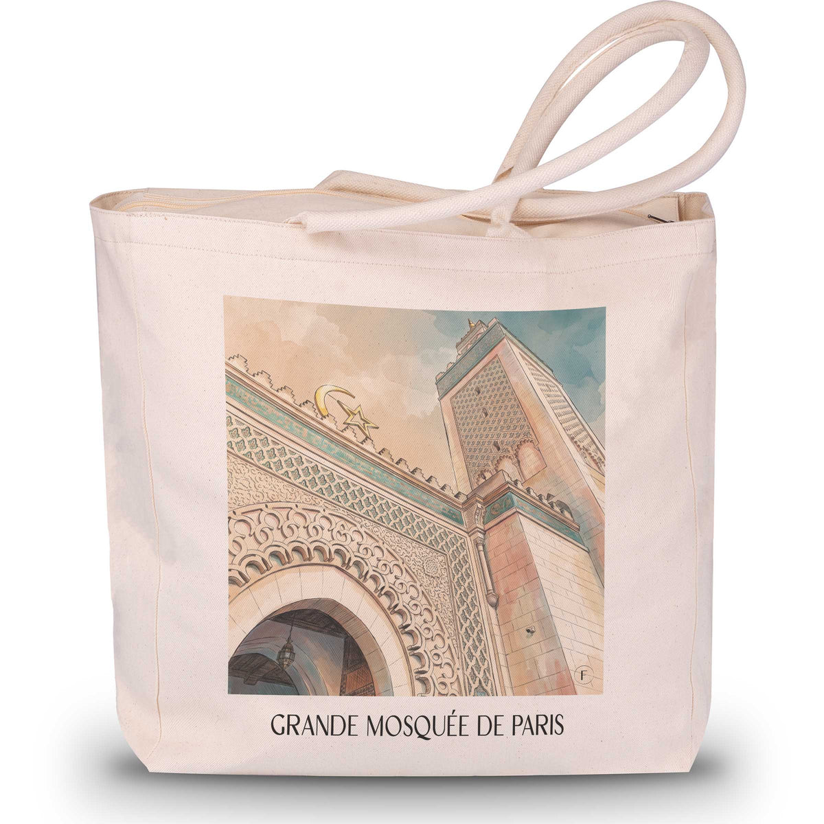 grande-mosquée-de-paris-paris-frankreich-einkaufstasche-aquarell