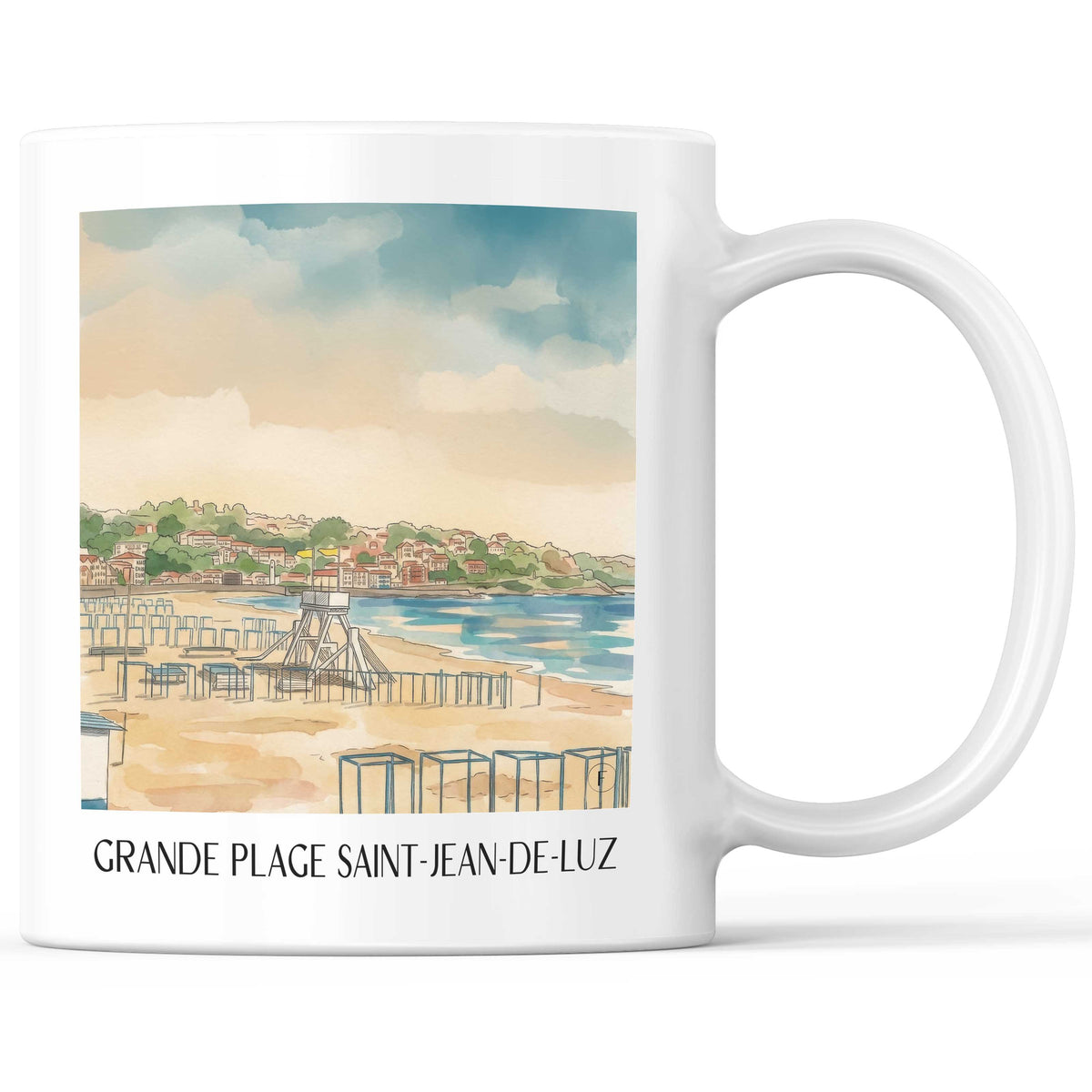 grande-plage-saint-jean-de-luz-pays-basque-frankreich-kaffeebecher-aquarell