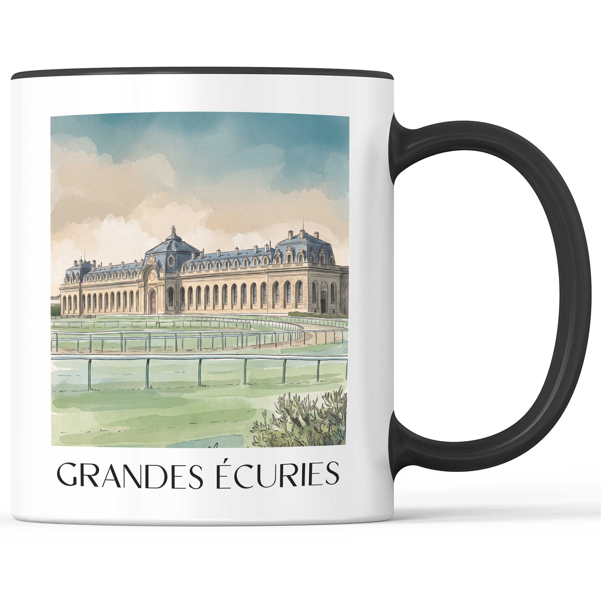 grandes-écuries-chantilly-frankreich-kaffeebecher-aquarell
