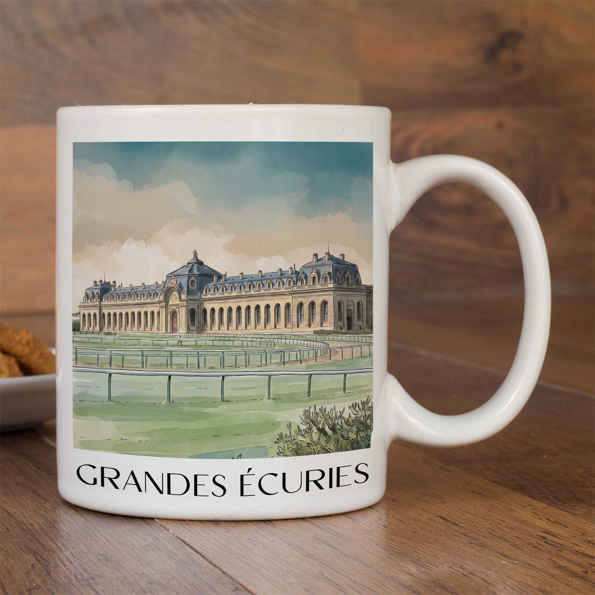 grandes-écuries-chantilly-frankreich-kaffeebecher-aquarell