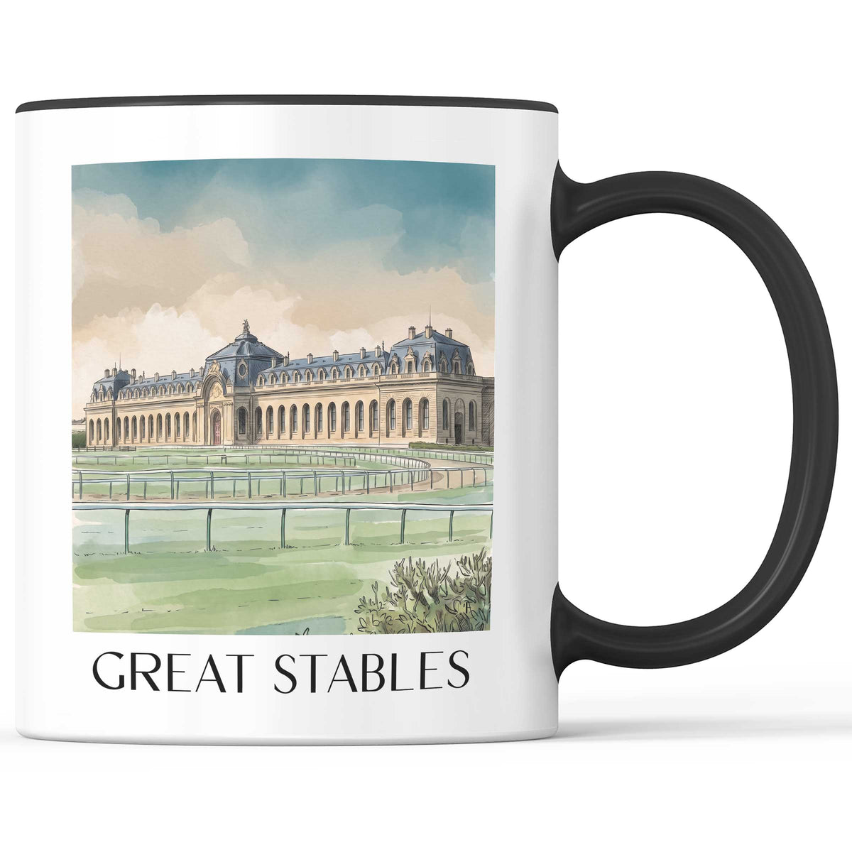 Grandes Écuries Kaffeebecher - Chantilly - Frankreich Becher - Kaffeetasse im Aquarell Stil - favplace