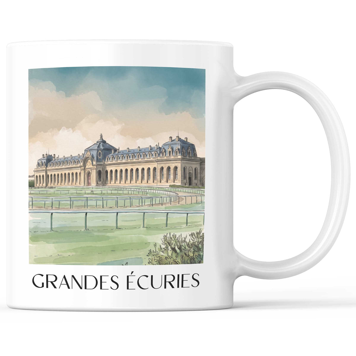 Grandes Écuries Kaffeebecher - Chantilly - Frankreich Becher - Kaffeetasse im Aquarell Stil - favplace