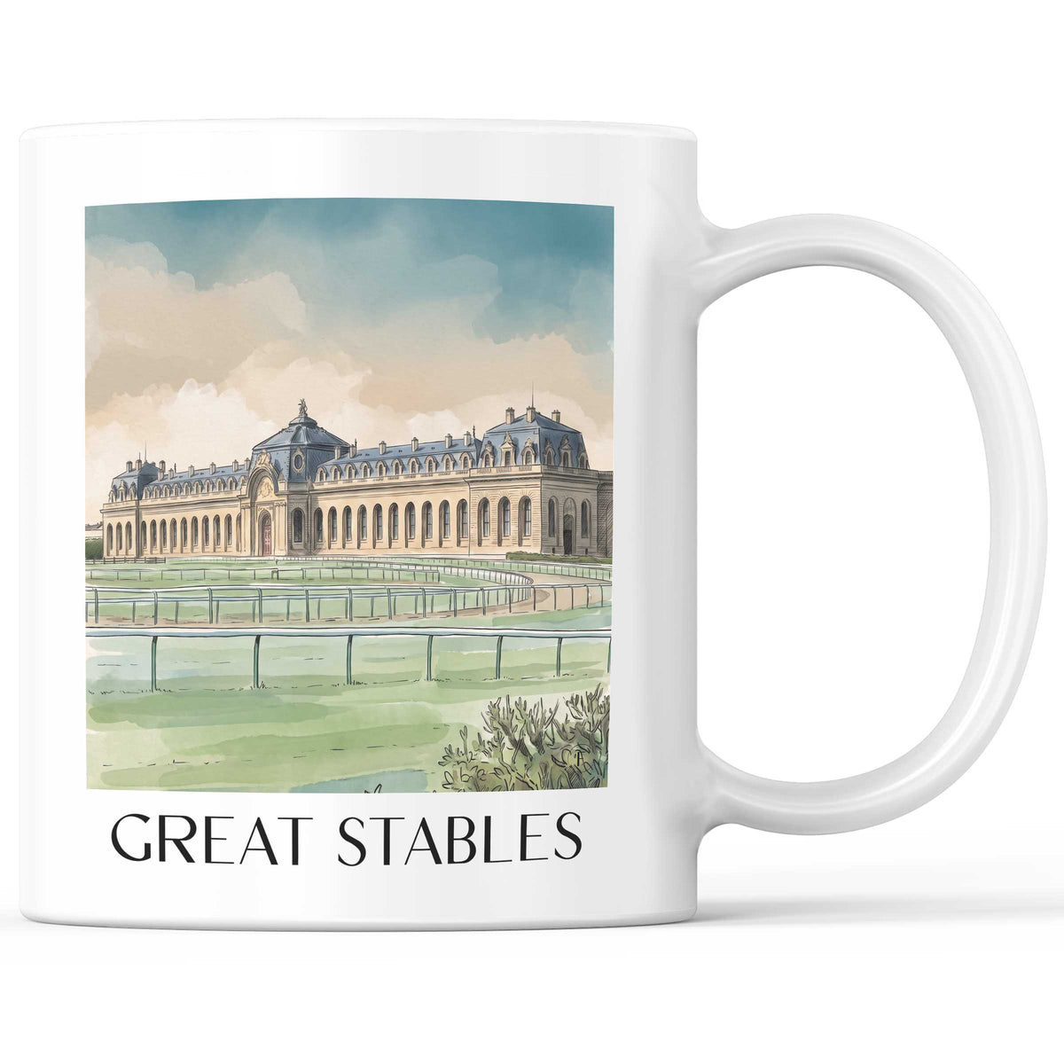 Grandes Écuries Kaffeebecher - Chantilly - Frankreich Becher - Kaffeetasse im Aquarell Stil - favplace
