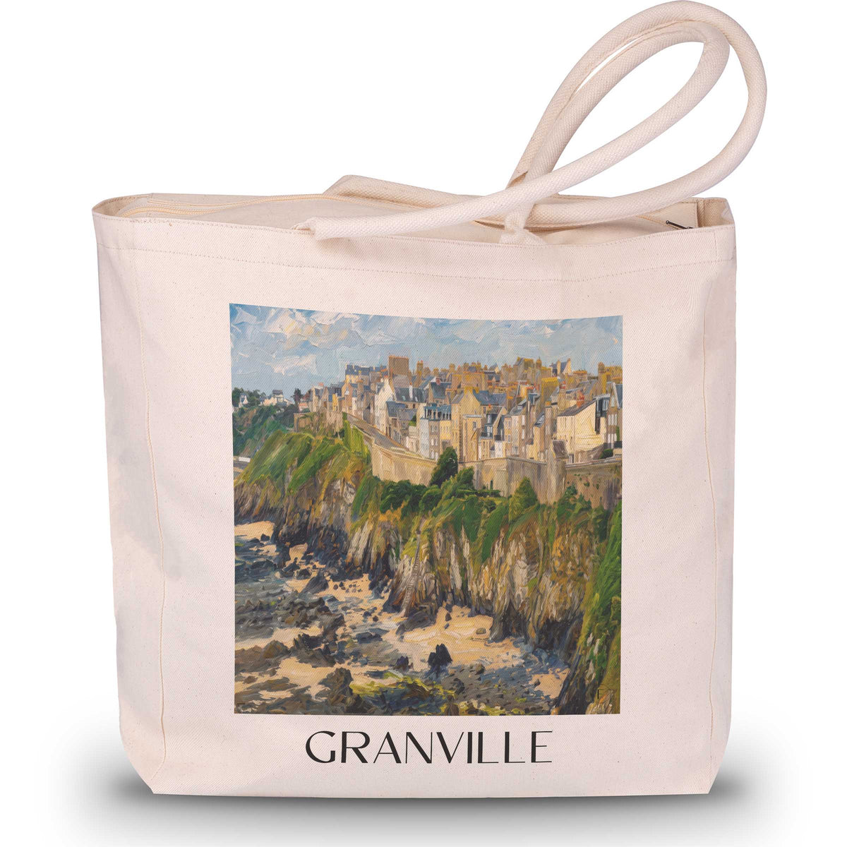 Granville Shopping Tasche - Côte des Havres - Frankreich Tote Bag - Einkaufstasche im Ölgemälde Stil - favplace
