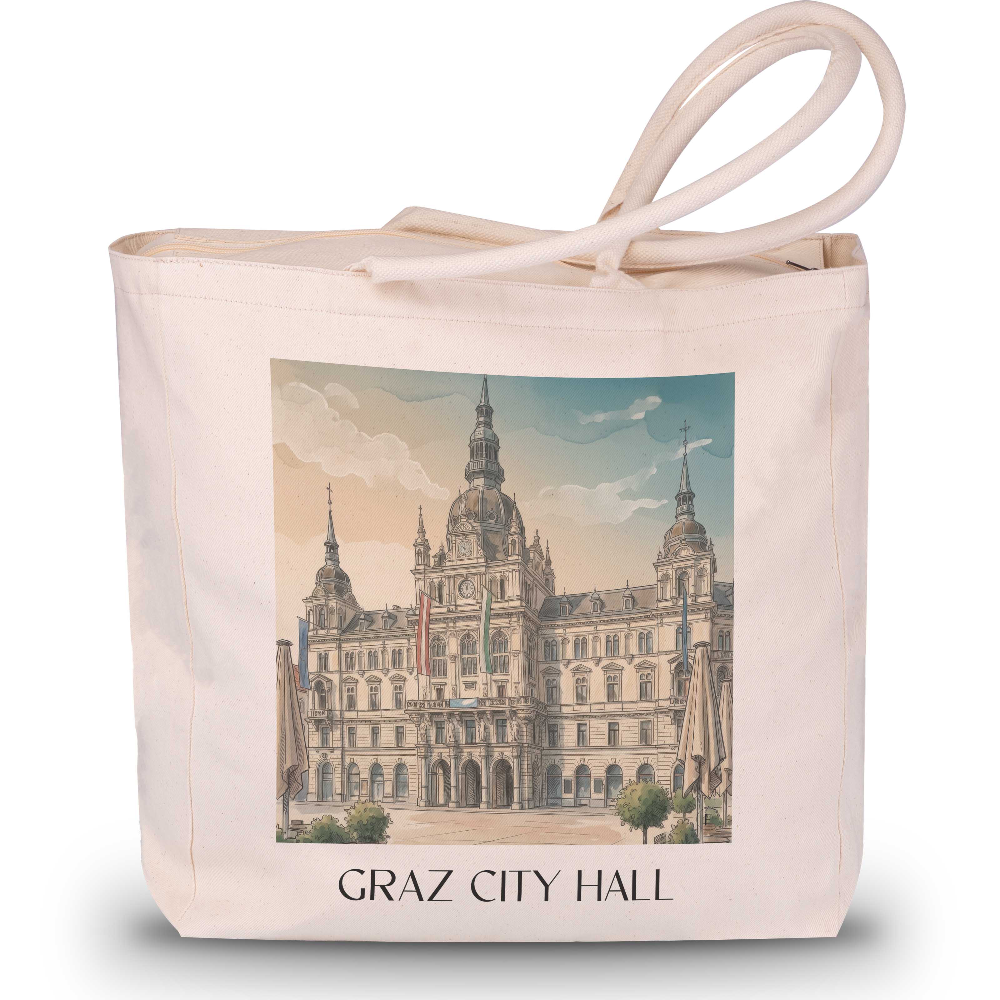 Grazer Rathaus Shopping Tasche - Österreich - Österreich Tote Bag - Einkaufstasche im Aquarell Stil - favplace