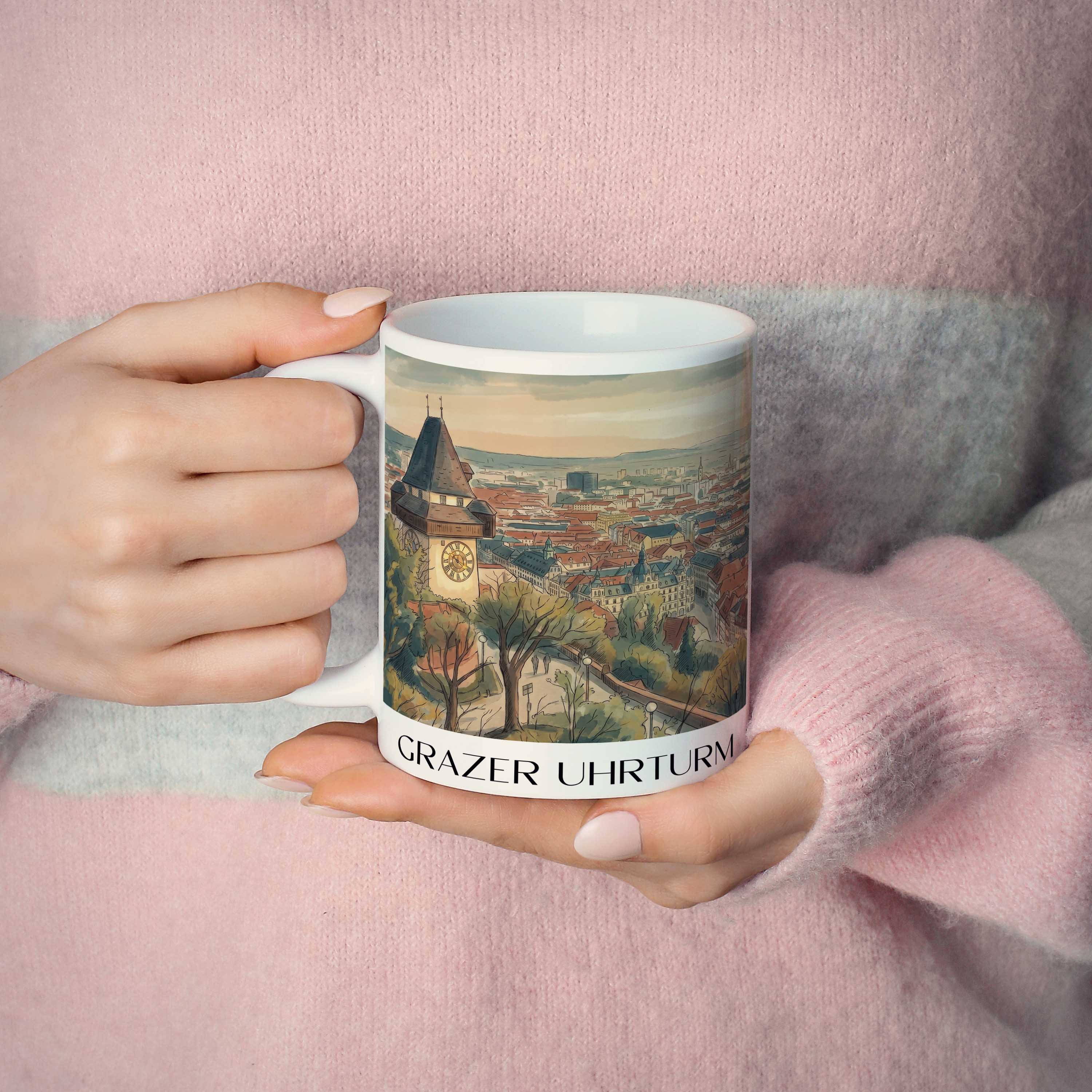 grazer-uhrturm-österreich-österreich-kaffeebecher-aquarell